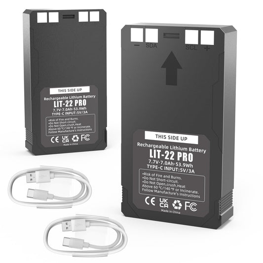 2 Pack Upgrade 7000mAh Lit-22 Rechargeable Lithium Battery for SPYPOINT Cellular Trail Cameras Flex-M, Flex-S, Flex-Plus, Flex-G36 with Type-C Charging Cable