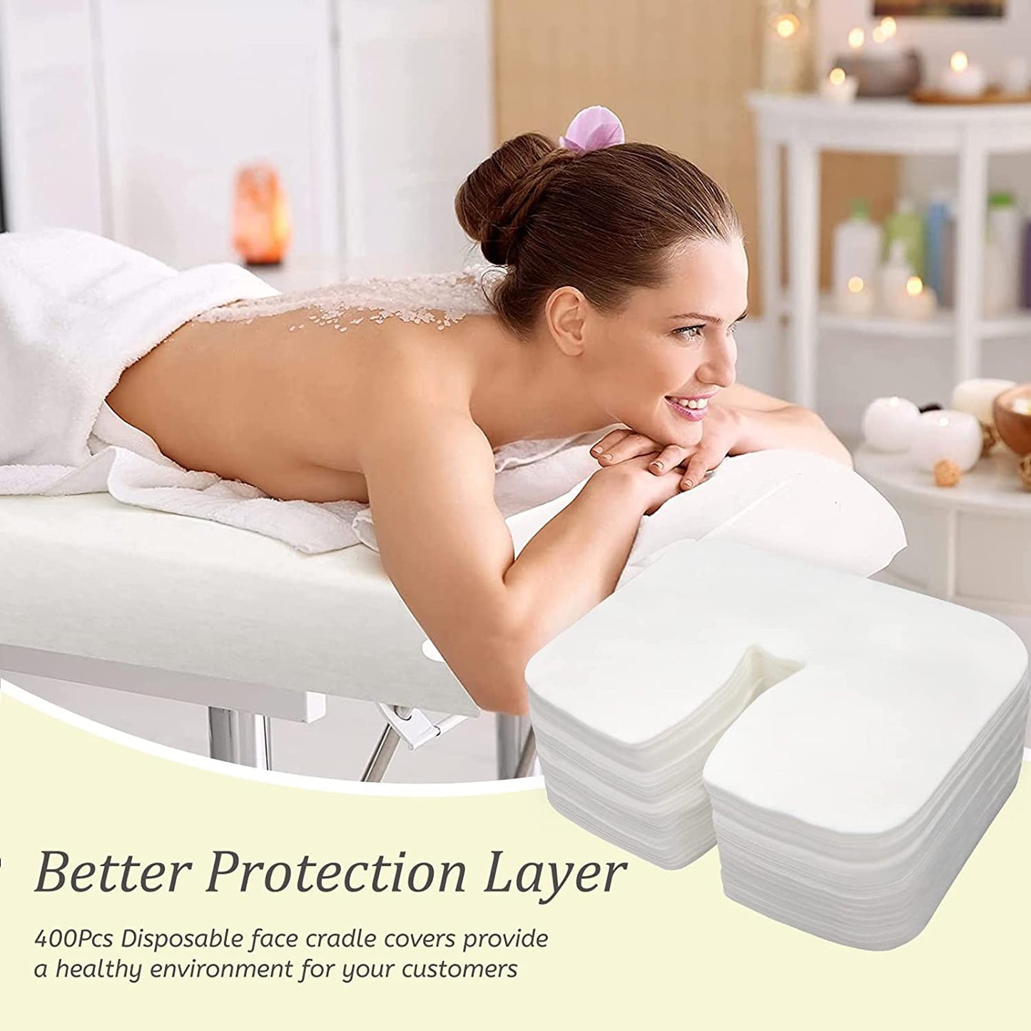 Rngwaper 500 count Disposable Face Cradle Covers Non-Sticking Disposable Massage Headrest Covers Ultra Soft Medical-Grade SPA Face Rest Covers Headrest Covers for Massage Table Chairs 14.2" x 10.6" (500Pcs)