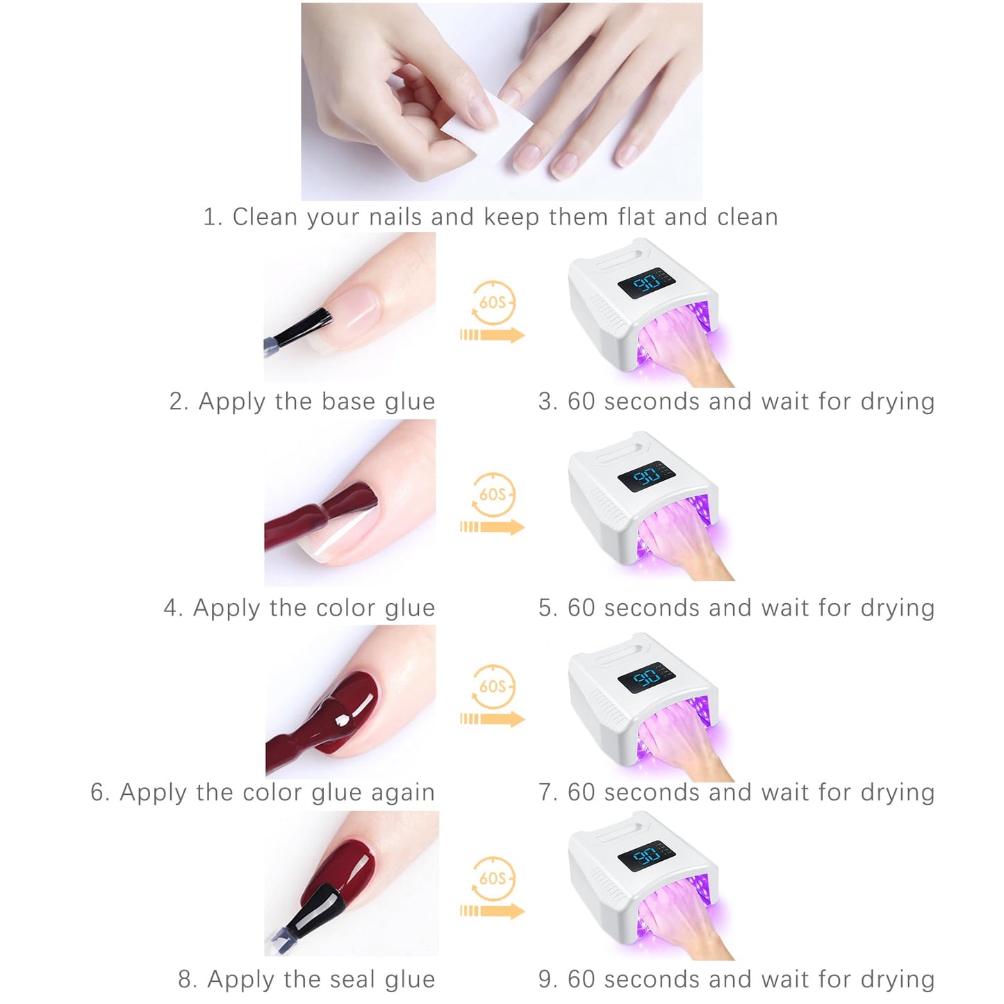 Layhou Cordless UV LED Nail Lamp 80W 52LEDs Gel Nail Polish Dryer Quick Drying Fingernail Toenail Curing Lamp 4 Timer Settings with Auto Sensor Digital Display Screen Nail Art Salon Tool