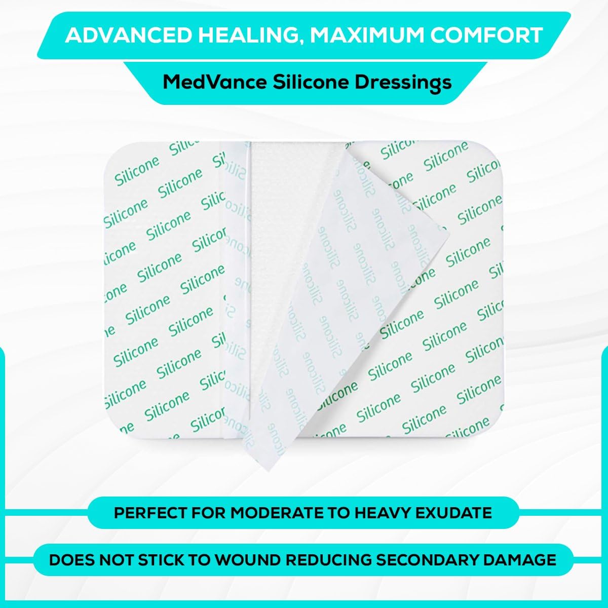 MedVance TM Silicone - Silicone Adhesive Foam Absorbent Dressing, 6"x8", Box of 5 dressings