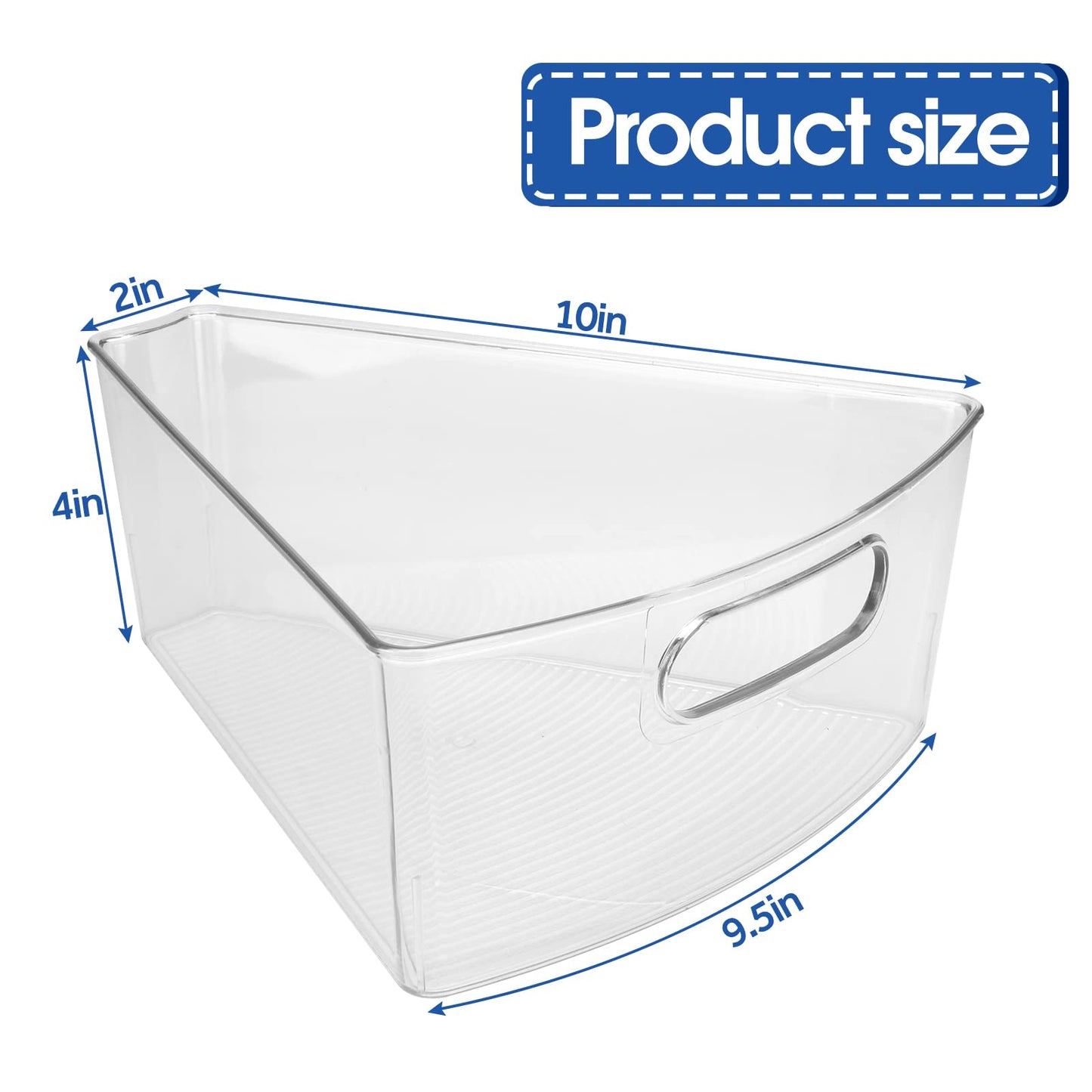 URALFA Lazy Susan Organizer Bins - Clear Turntable Organizer, Plastic Kitchen Storage Bins for 26"-28" Diameter Corner Cabinet, 1/8 Wedge-BPA Free, 8 Pack