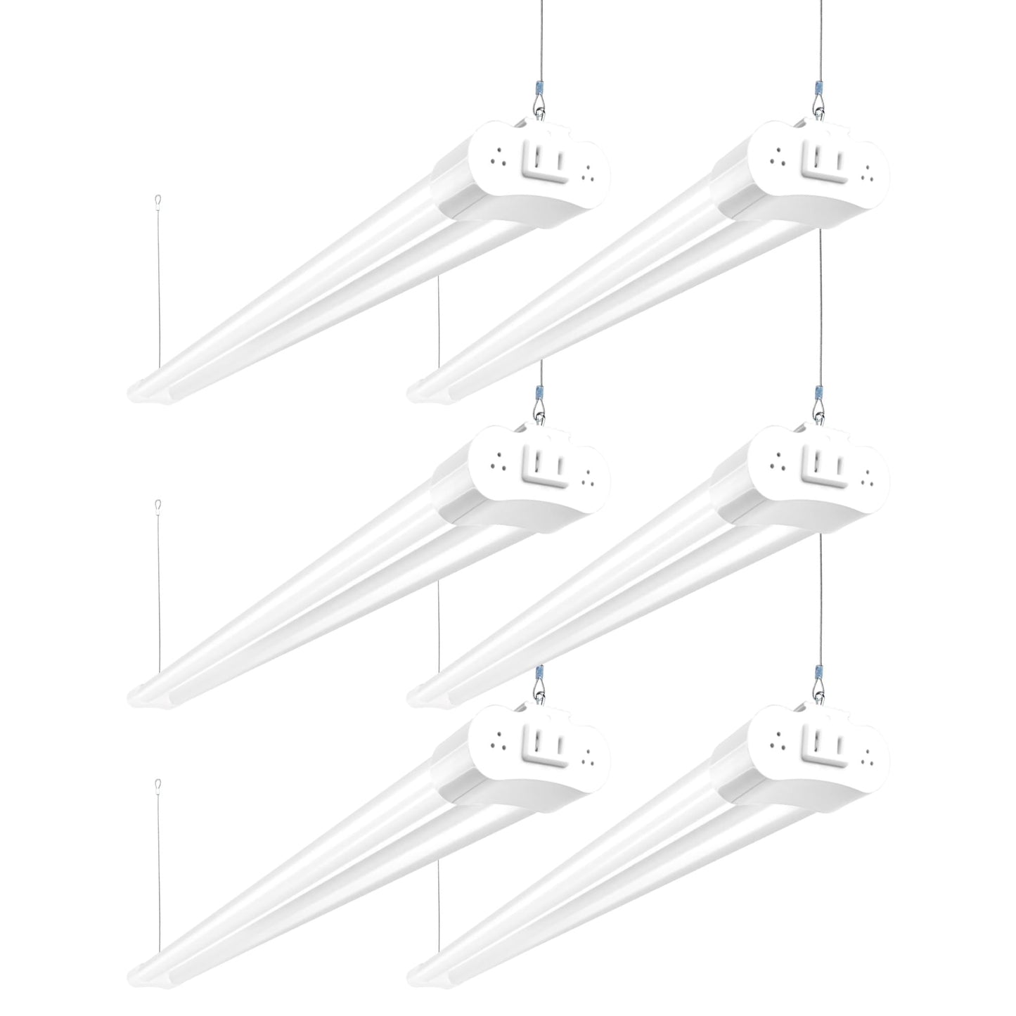 hykolity 6 Pack 4FT Linkable LED Shop Light, Utility Shop Light Fixture, 4400lm, 42W [250W Equivalent], 5000K Daylight Shop Lights for Garage, Hanging or Surface Mount, with Power Cord, ETL,White
