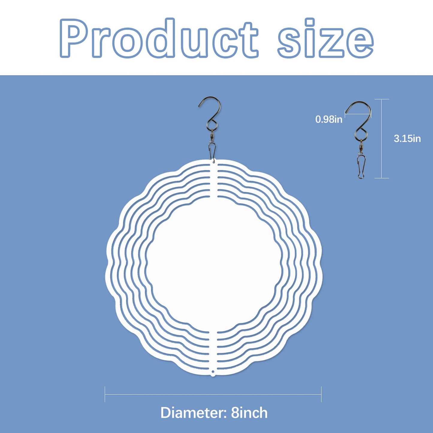 20 Pcs Sublimation Wind Spinner Blanks 8 Inch Bulk Aluminum Metal USA Warehouse Sublimation Blanks Product Outdoor Garden Decoration for Heat Press Transfer Sublimation Blank Wind Spinners DIY Gift
