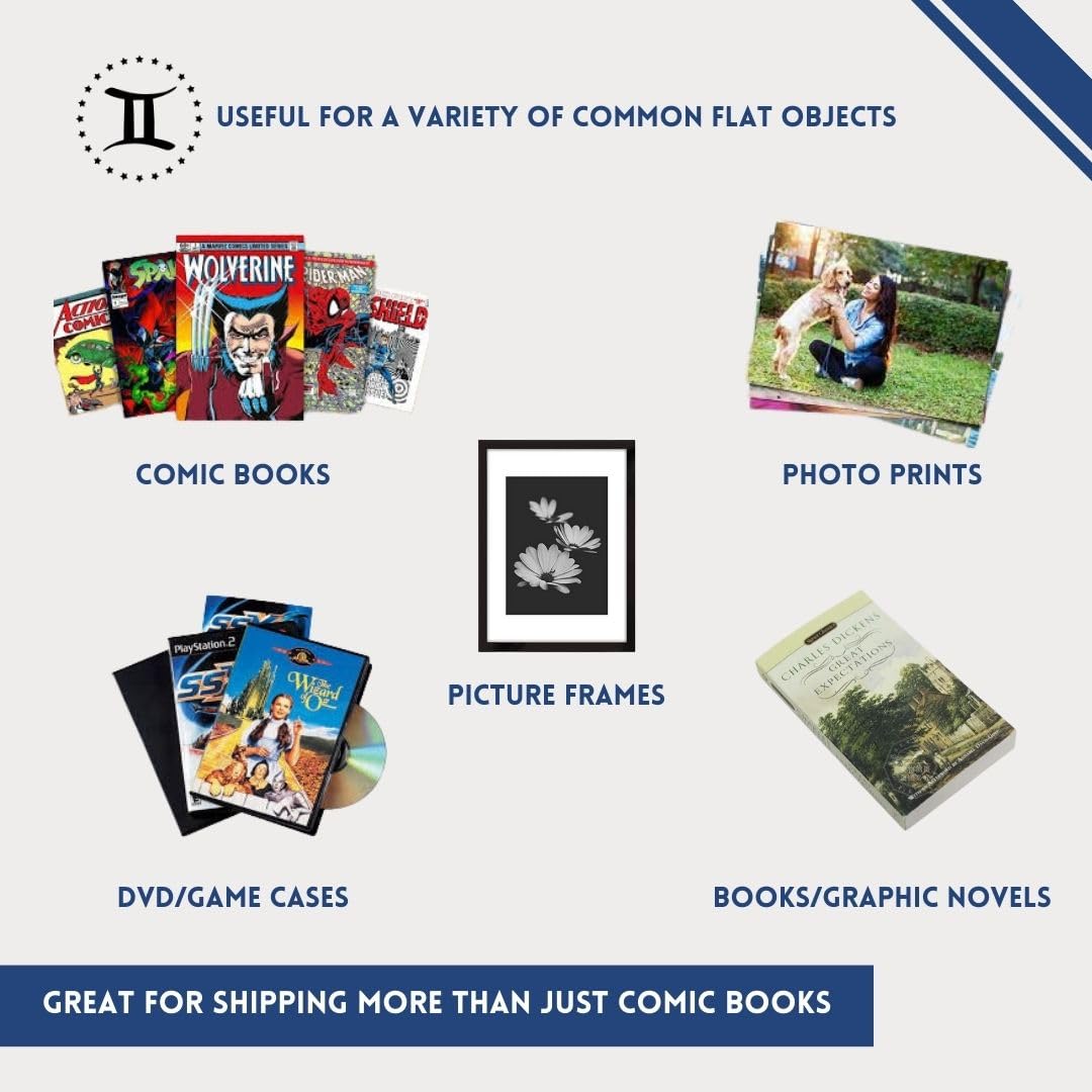 Gemini Comic Book Mailers | 10.75x7.5x1 Inch - Pack of 25 | Easy Fold, Stay Flat, Crush Proof, and Do Not Bend | Flat Boxes for Shipping, Books Boxes and Wraps, Mailers Boxes, Rigid Mailers
