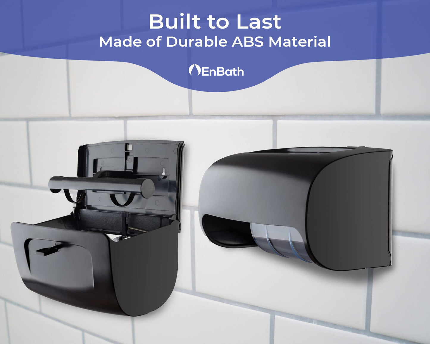 Commercial Toilet Paper Dispenser Wall Mount, Double (2 Roll) Locking Toilet Paper Holder (Black), Compact Two Roll, Side by Side Design Tissue Paper Dispenser (Dispensador de Papel Higienico Doble)