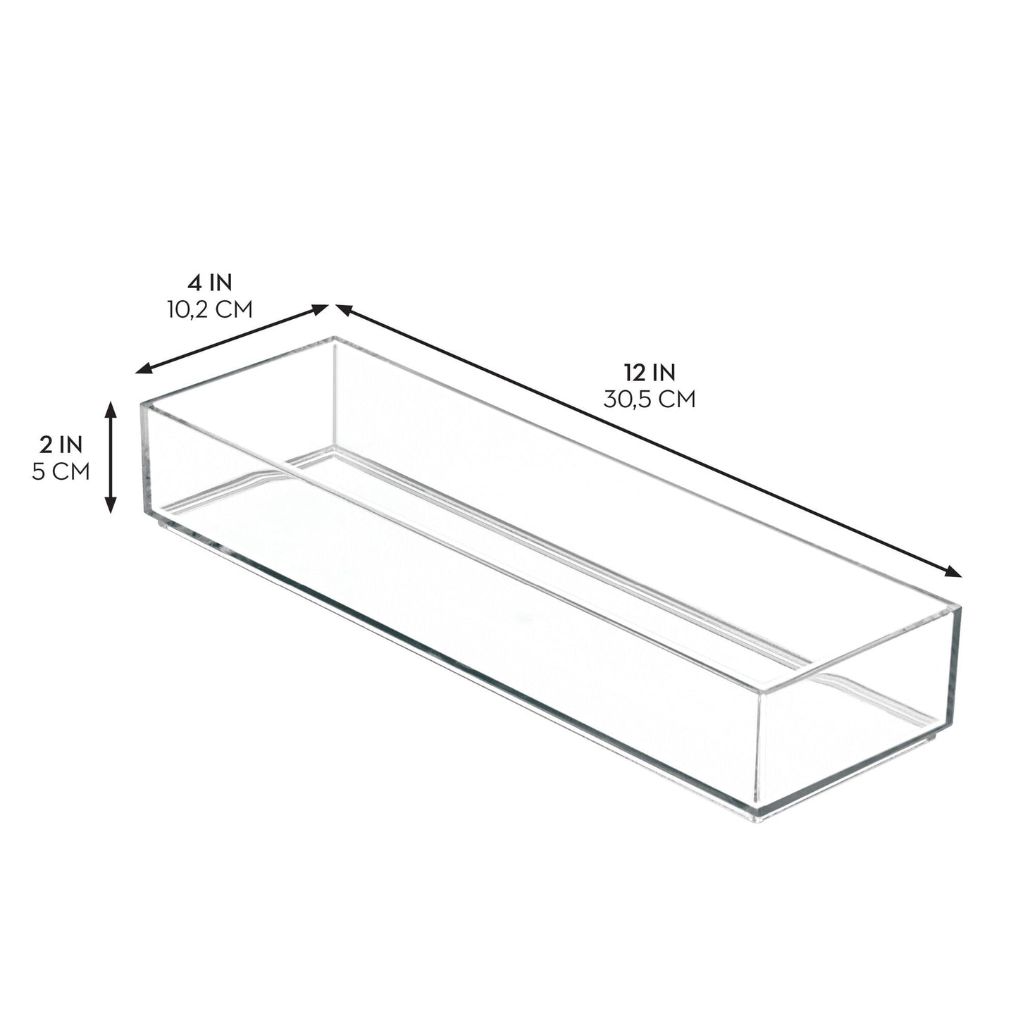 iDesign Plastic Makeup Drawer Organizer Tray - Vanity Organizer or Desk Drawer Organizer - Set of 6 - Clear