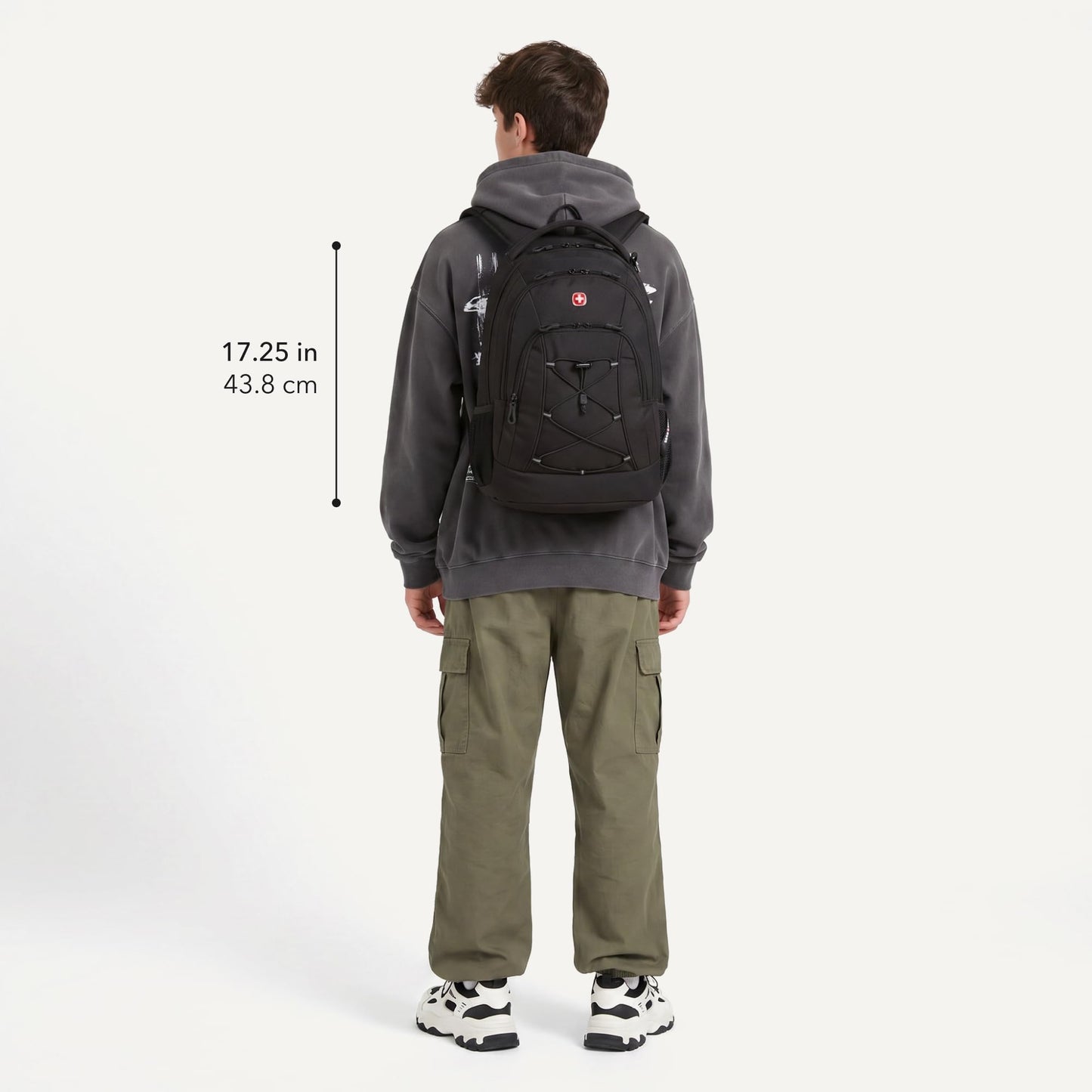 SwissGear 1186 Bungee Backpack, Black/Grey, 17-Inch