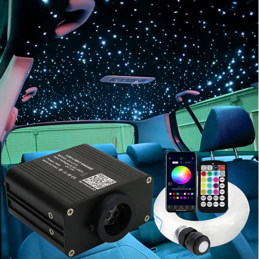 AZIMOM 16W Twinkle & Sound Activate Mixed430pcs*9.8ft Fiber Optic Starlight Headliner Kits for Car Home Star Ceiling Sky Decoration, APP& Remote Control Light Engine End Glow Fiber Strands