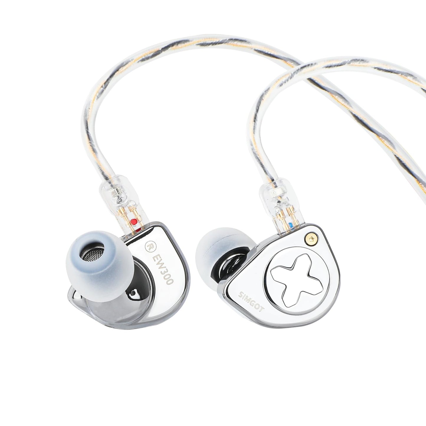 Linsoul SIMGOT EW300 1DD+1Planar+1PZT Hybrid Driver in Ear Monitor, Wired Earbuds IEM, Gaming Earbuds with Detachable Nozzles, Silver-Plated OFC IEM Cable for Audiophile Musician (Standard Edition)