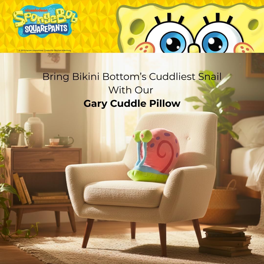 Spongebob Squarepants Gary Plush Cuddly Cuddle Pillow, Super Soft & Cozy, 16.50" Tall, (Officially Licensed Product) by Franco Collectibles