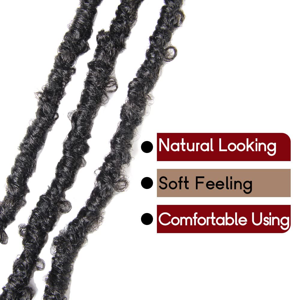 30 Inch Light Weight Butterfly Locs Crochet Hair 8 Packs Long Black Distressed Butterfly Faux Locs Crochet Hair, 1B