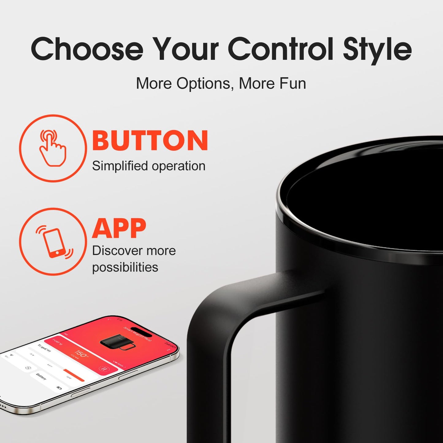 Vsitoo S3 Plus 14 oz Heated Coffee Mug – Smart Mug with App & Button Control, Electric Coffee Mug with 2–4H Battery, Ideal for Hot Drinks at Home, Office, or Gift Use, Black
