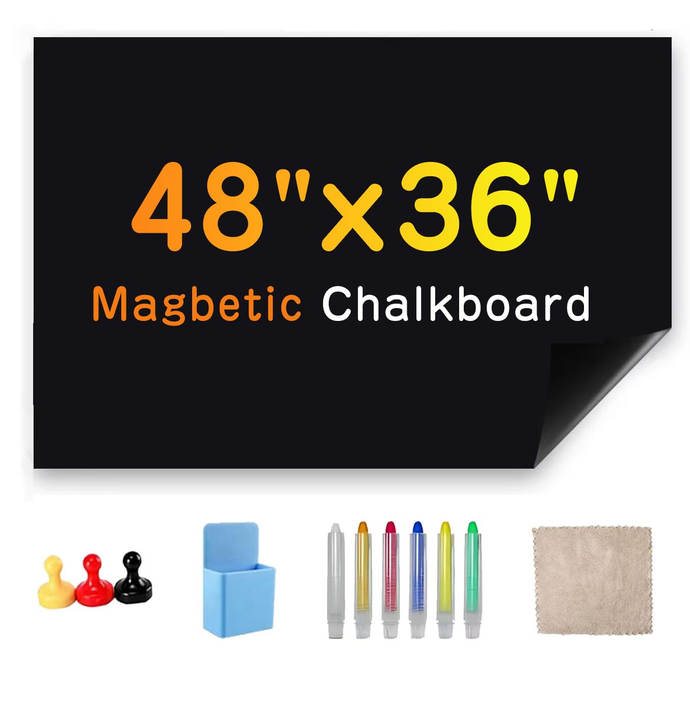 Babenoun Chalkboard Wallpaper Stick and Peel, 36" x 48" Magnetic Chalk Board Contact Paper with Adhesive on Wall for School, Office, Kitchen Fridge, Kids Drawing with Dustless Chalk