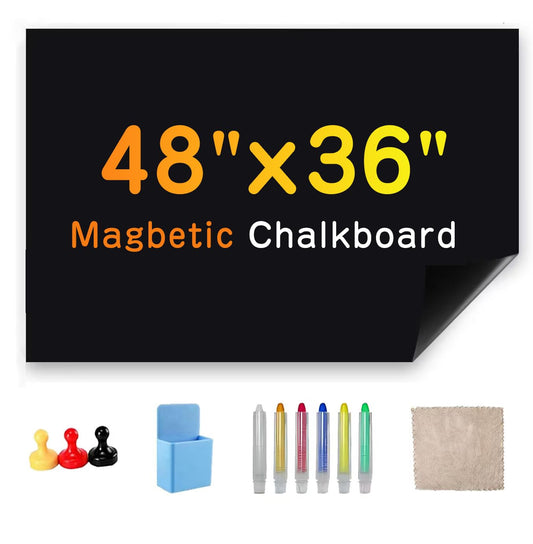 Babenoun Chalkboard Wallpaper Stick and Peel, 36" x 48" Magnetic Chalk Board Contact Paper with Adhesive on Wall for School, Office, Kitchen Fridge, Kids Drawing with Dustless Chalk