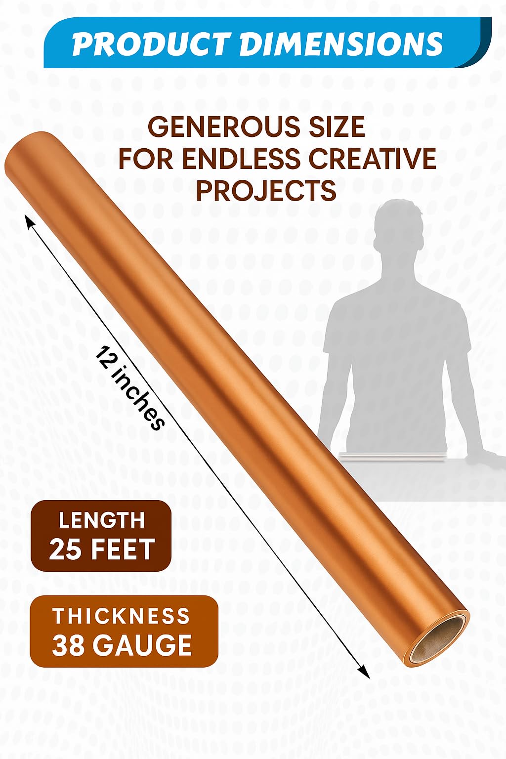 St Louis Crafts 38 Gauge Aluminum Foil - 12 Inches x 25 Feet - Copper Roll Only