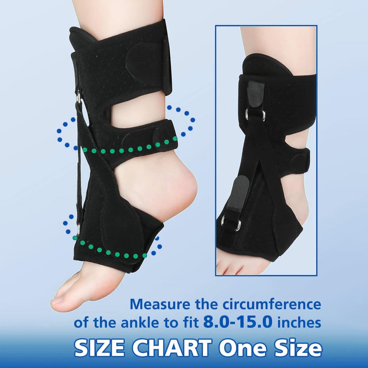ANSUSIC Plantar Fasciitis Night Splint Relief Brace,Plantar Fasciitis Relief Straps,Support Relief Foot Drop Achilles Tendonitis Day Night(Black-2PC)