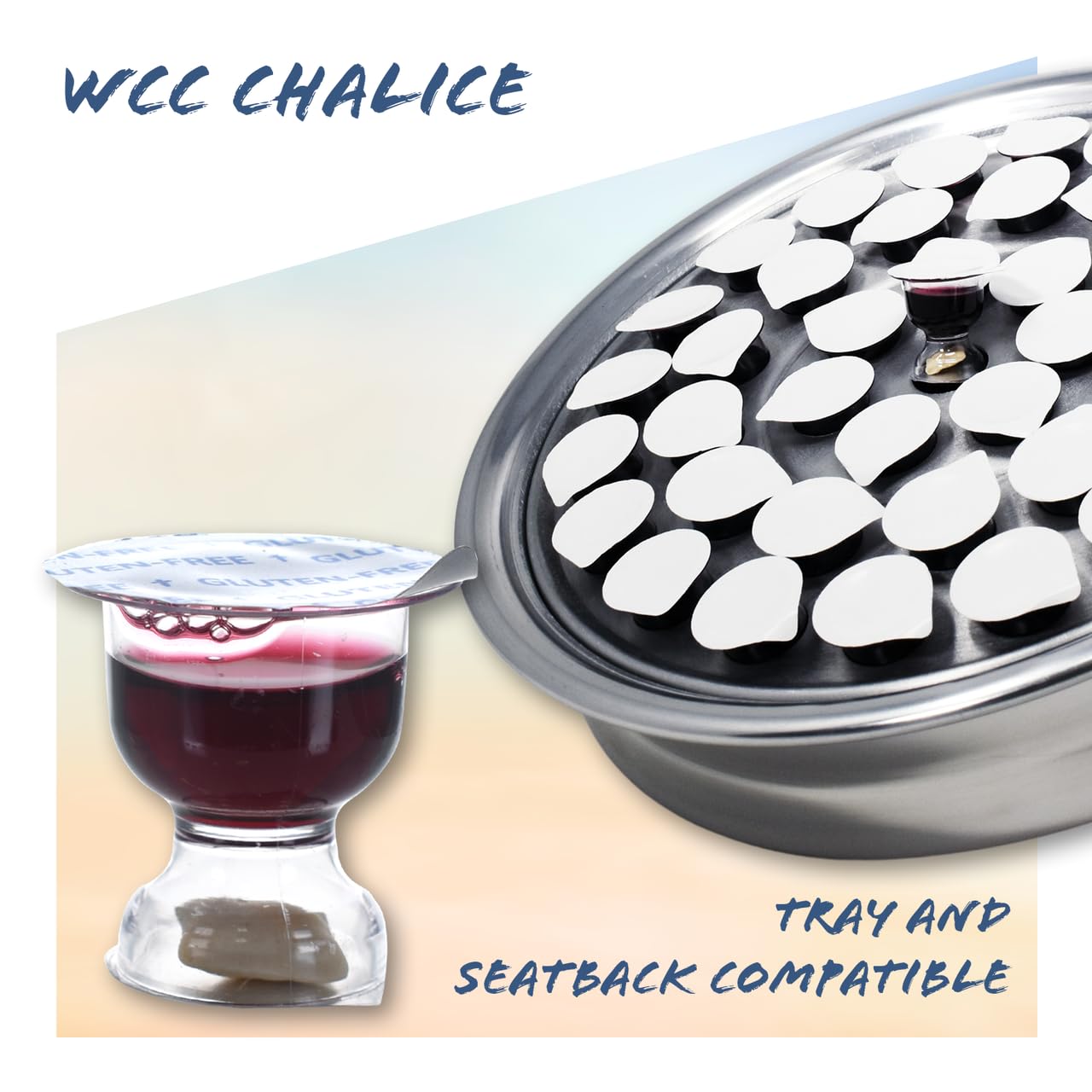 World Communion Cups Gluten-Free Pre-filled Disposable Communion Cups - Concord Grape Juice with Bread- (100) Units - Shipping Included
