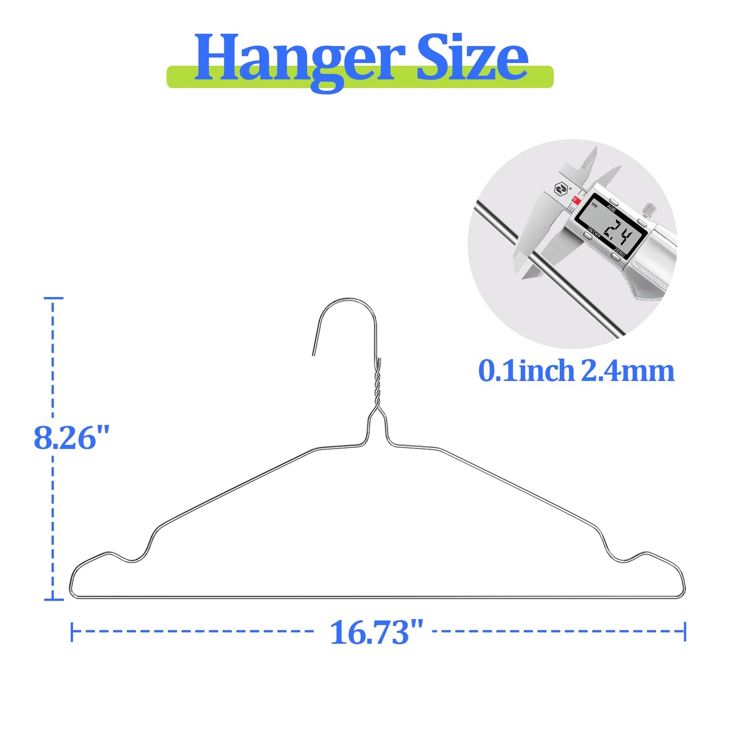 Fotoumgl Metal Wire Clothes Hangers 100 Pack, Space Saving Hangers for Closet Organization, Dorm & Home, 17 Inch Ultra Thin Non-Slip Coat Hanger for Standard Size Shirts, Pants, Dresses (Silver)