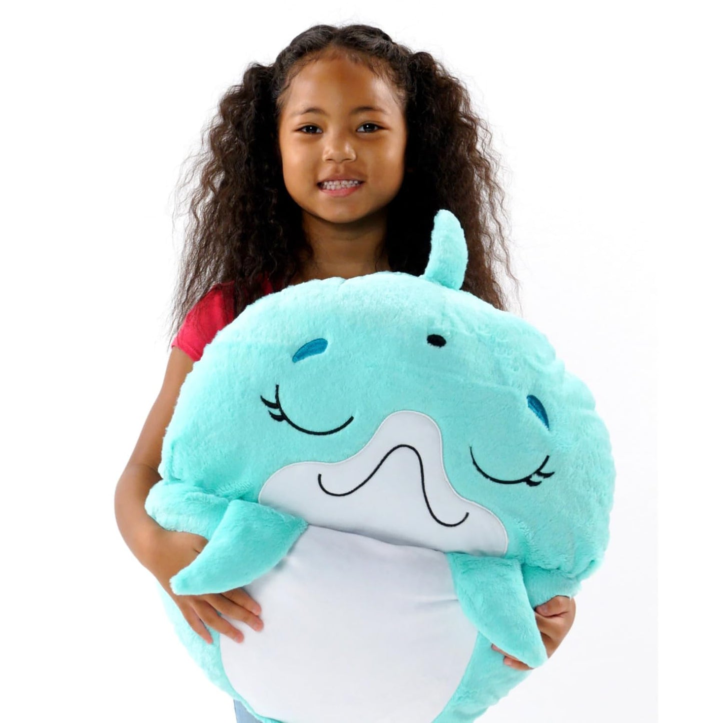 Happy Nappers Pillow & Sleepy Sack Medium Dolphin Comfy, Cozy, Compact, Super Soft, Warm, All Season, Sleeping Bag with Pillow