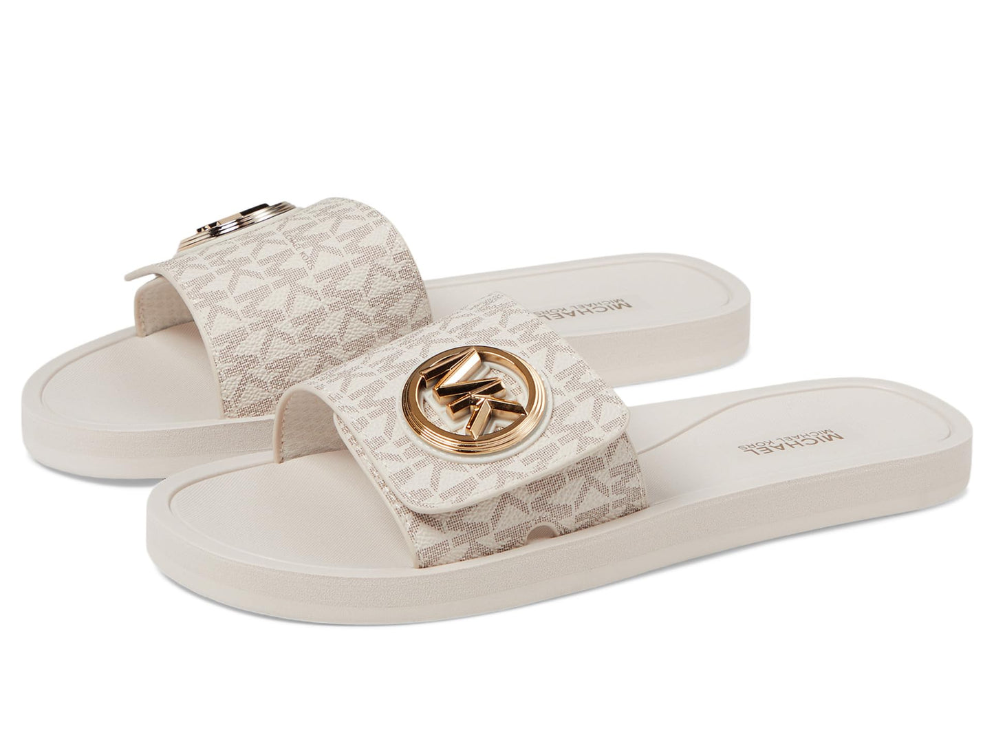 Michael Kors Women's MK Charm Slide, Vanilla, 8