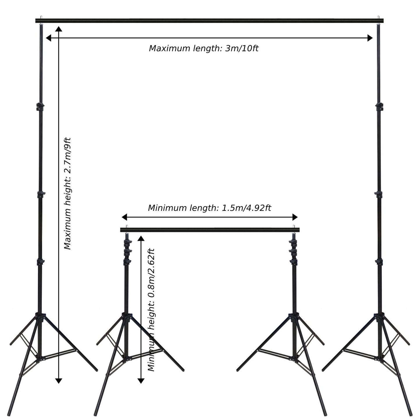 Photo Backdrop Stand, 10x9ft(WxH) Adjustable Photography Backdrop Stand, Aluminum Alloy Studio Photo Background Stand Support System for Party, Wedding, Photography, Advertising Display