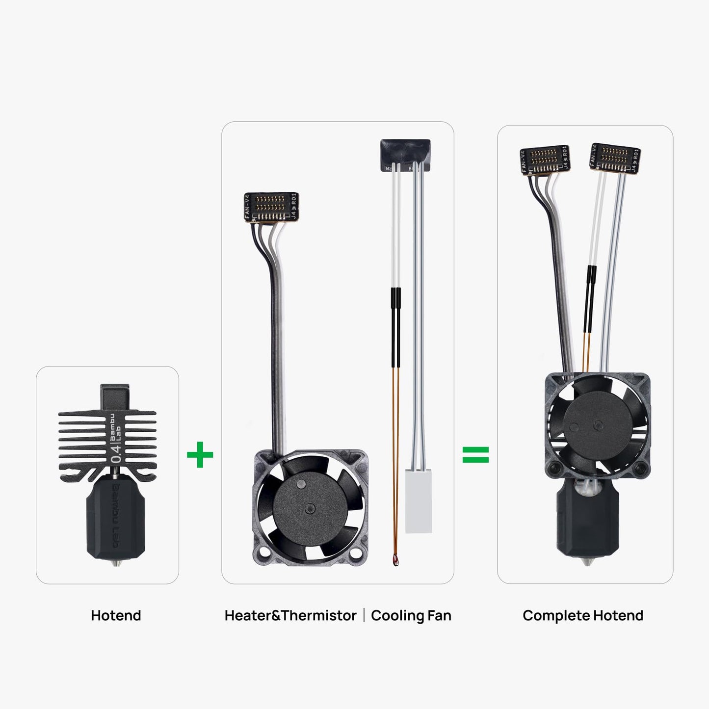 3DTOOLS Bamboo LAB Hardened Steel Complete Hotend Kits Set with Fan for Bambu LAB P1,P1P,P1S 3D Printer 0.4MM