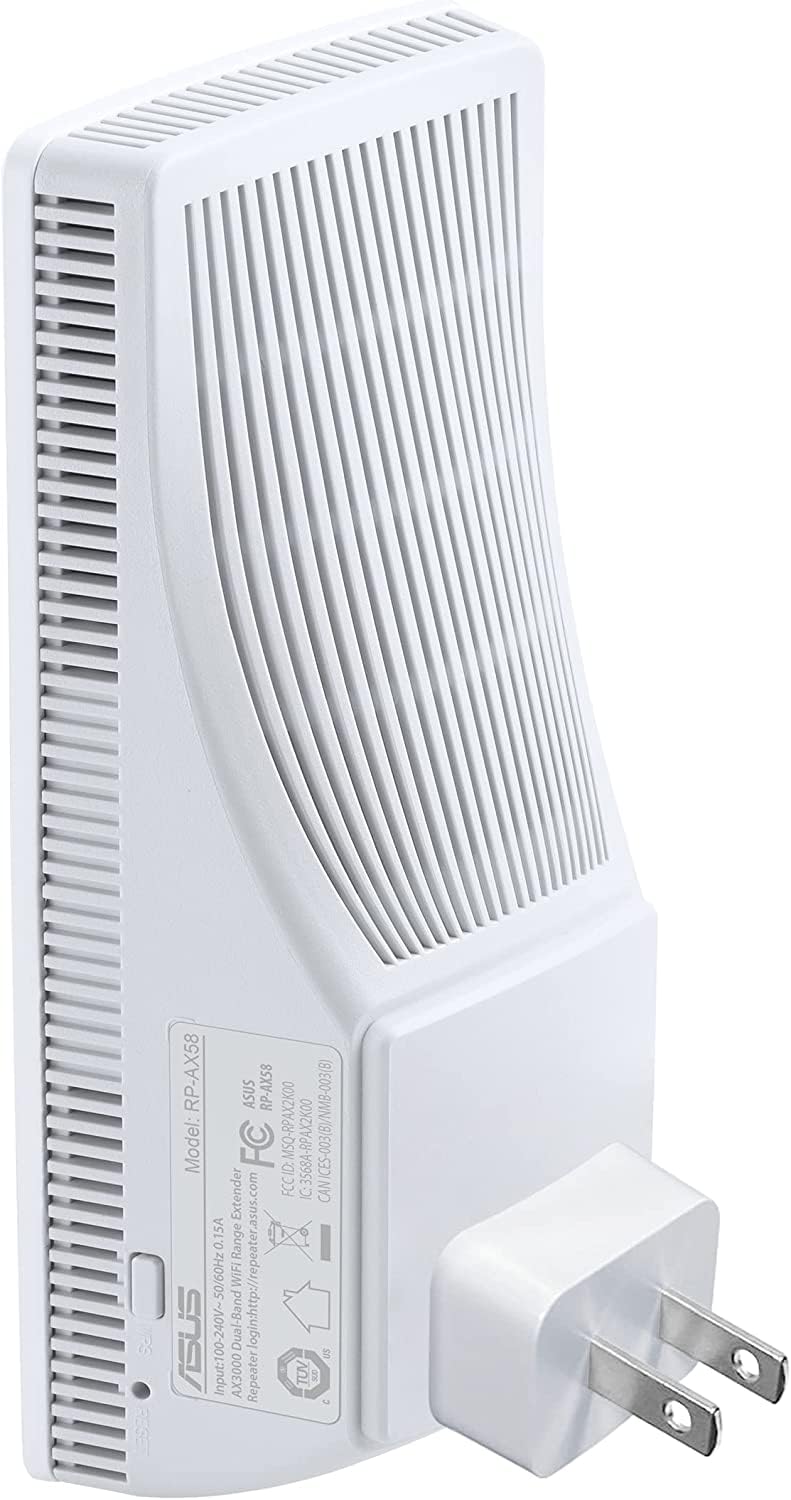 ASUS RP-AX58 AX3000 Dual Band WiFi 6 (802.11ax) Range Extender, AiMesh Extender for seamless mesh WiFi; works with any WiFi router