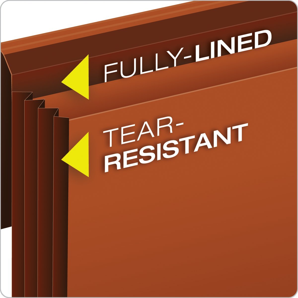 Pendaflex File Wallets, Heavy Duty, 5-Pack, Letter Size, Extra Wide, 7" Expansion, Brown, Elastic Cord Closure, Reinforced Covers for Secure Home Office Document Storage