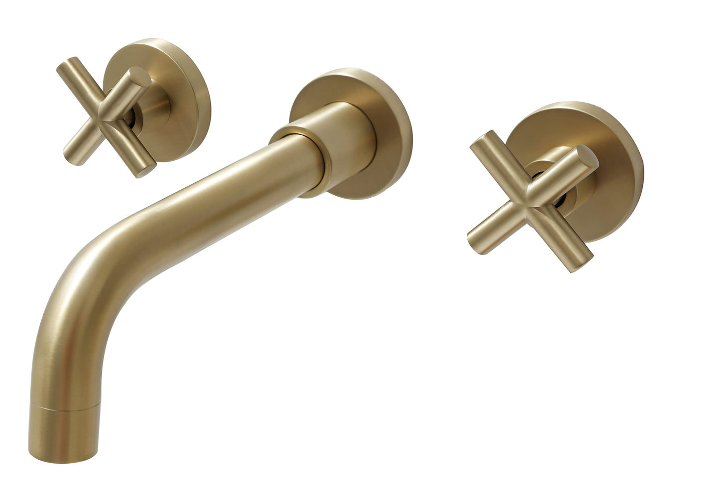 SITGES Gold Bathroom Faucet, Double Handle Wall Mount Bathroom Sink Faucet and Rough in Valve Included (Gold)