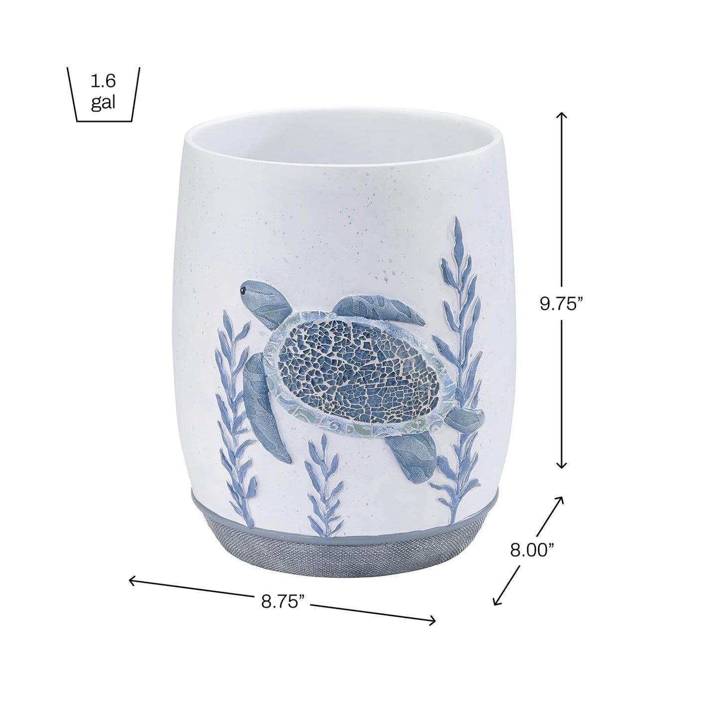 Avanti Linens - Waste Basket, Decorative Trash Can, Sealife Bathroom Decor (Caicos Collection)