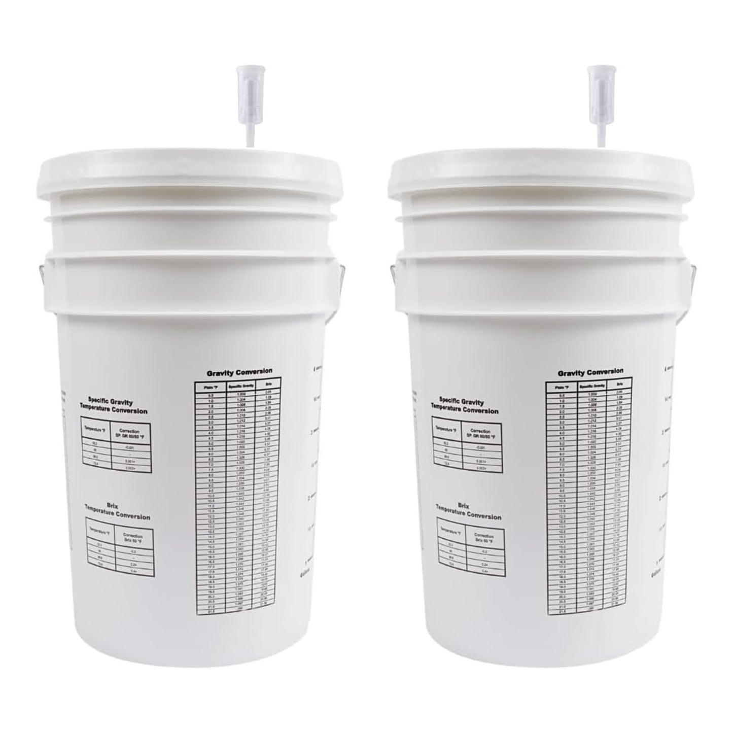 FastRack 2-Pack 6.5 Gallon Fermentation Bucket with Lid & Airlocks | White | BPA-Free Food-Grade HDPE Brew Buckets with Grommeted Lids for Beer, Wine, Mead & Cider