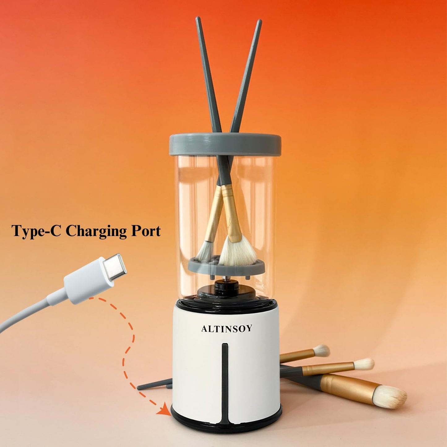 ALTINSOY Makeup Brush Cleaner Machine - Electric Cosmetic Brushes Cleanser - Automatic Cleaning Tool - Fast Wireless Makeup Brush Washing - Gifts For Women - Makeup Brush Holder - Sponge Cleaners