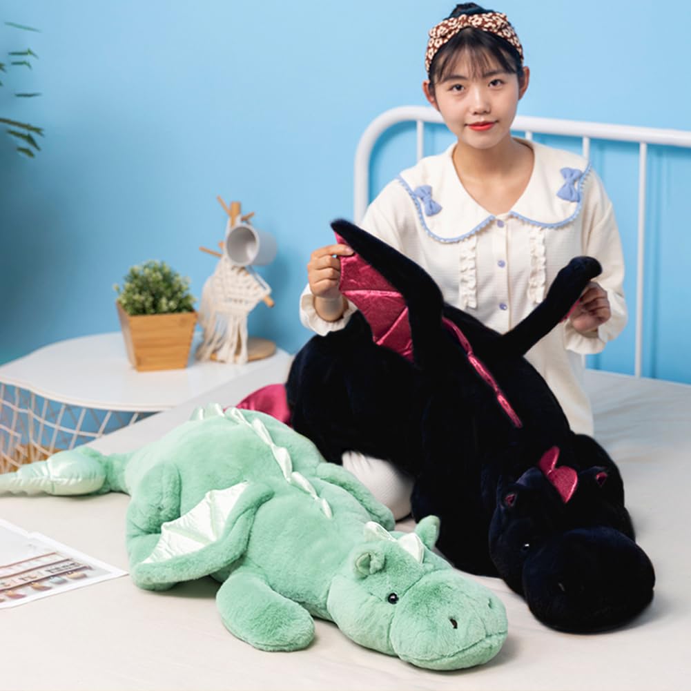 IFX24 Black Weighted Stuffed Animals 10Lbs 35.4", Weighted Dragon Stuffed Animal for Kids and Adults, Heavy Weighted Stuffed Animals for Comfort and Relaxation