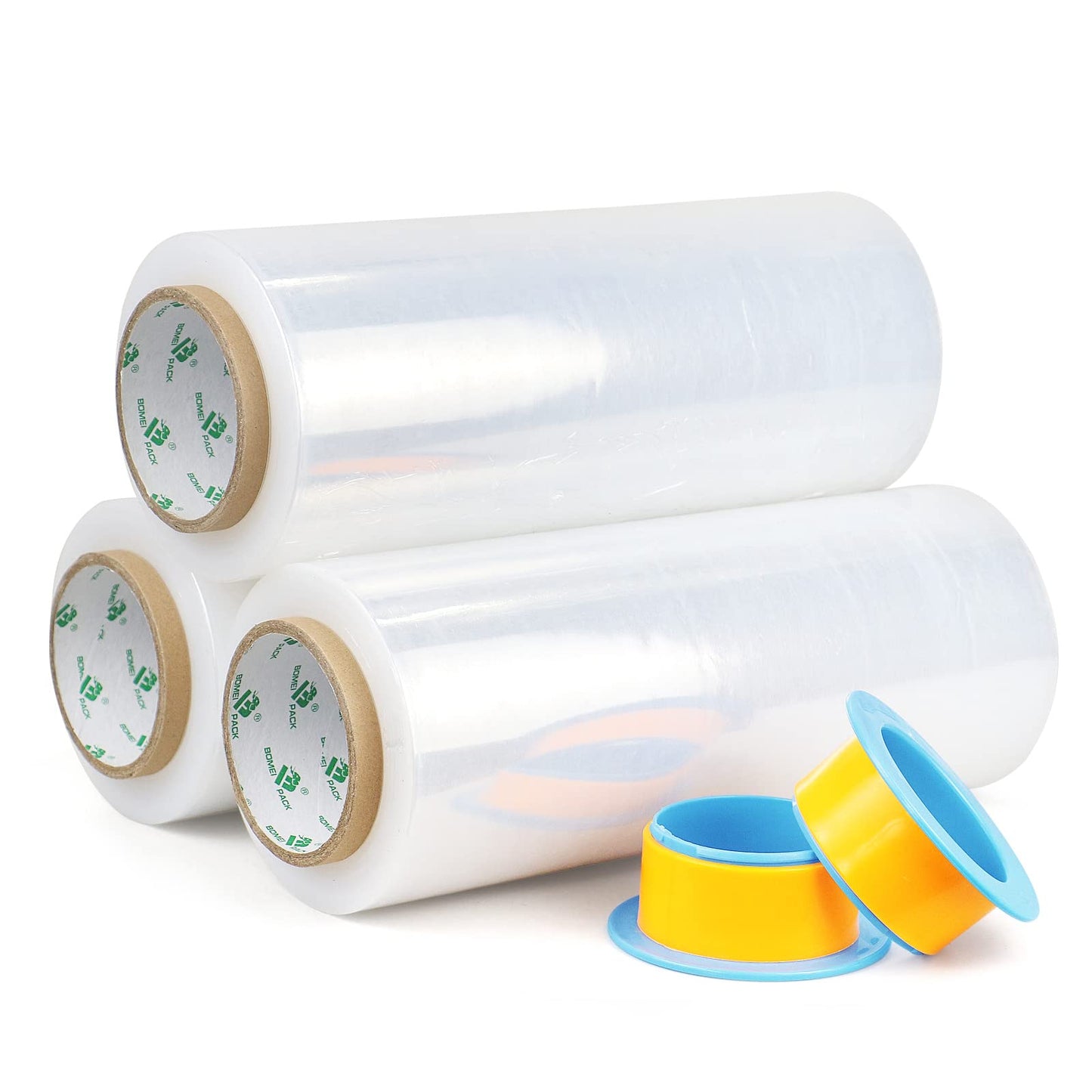 BOMEI PACK Clear Stretch Wrap Industrial Strength 12" x 1000 Ft 3 Pack - 80 Gauge Thick - Clear Plastic Cling, Stretch Film Rolls for Packaging Moving Packing Pallets