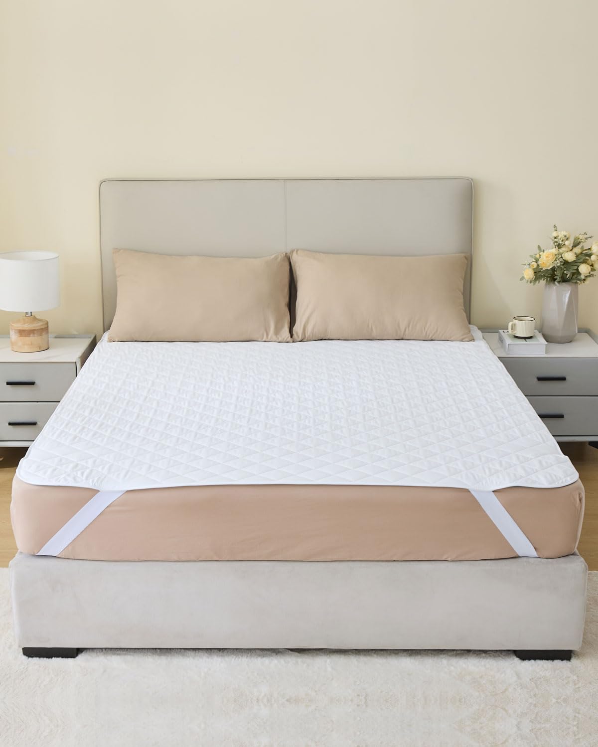 KANECH Queen Size Bed Pads (60"x80") with Straps (1 Pack), Washable and Waterproof ,Heavy Absorbency Incontinence Mattress Pad, Reusable for Adults and Kids