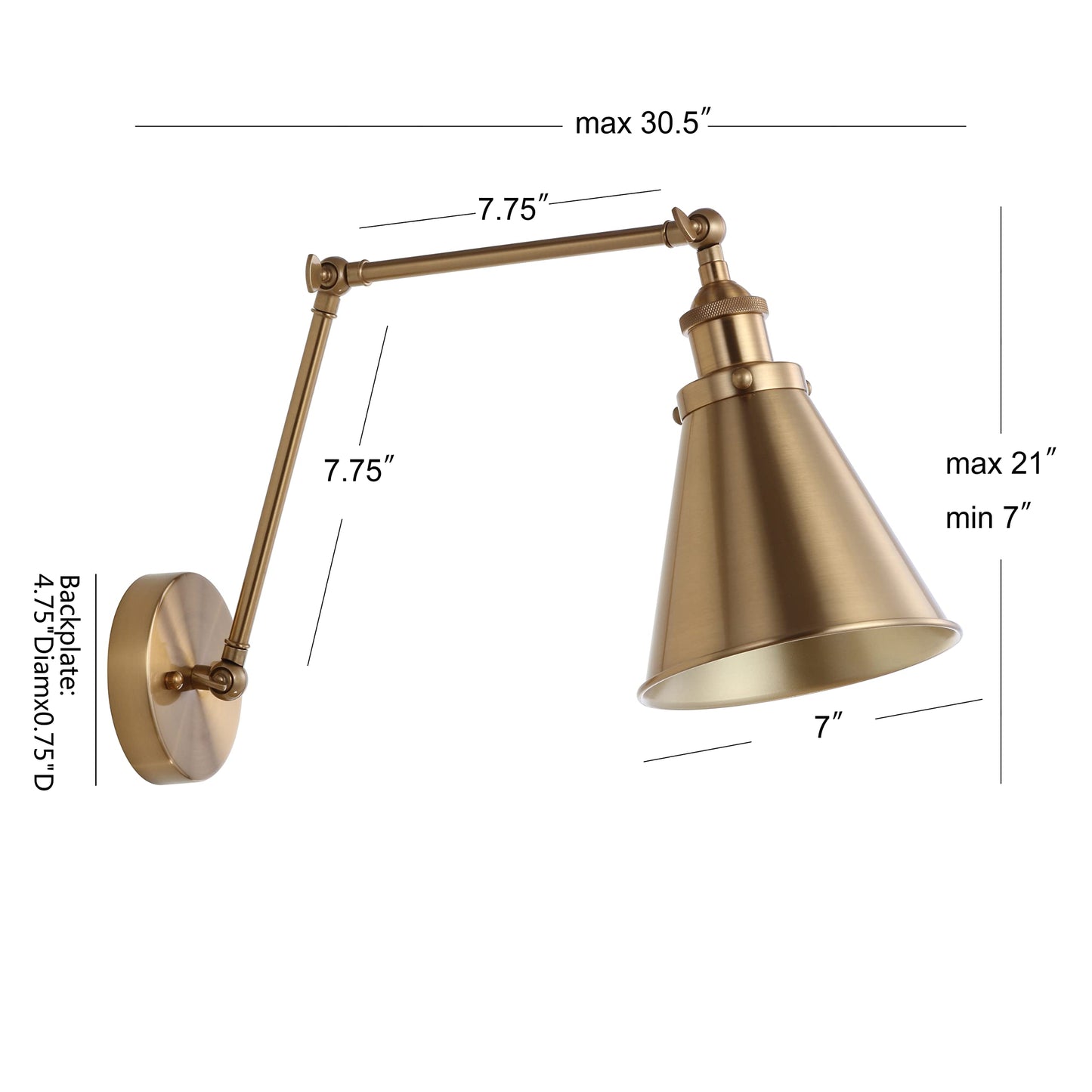 JONATHAN Y JYL7461A Rover 7" Farmhouse Industrial Adjustable Arm Metal LED Wall Sconce Rustic Bohemian 2700K LED 4W Bulb for Entryway Lobby Kitchen Bathroom Bedroom Living Room Hallway, Brass Gold