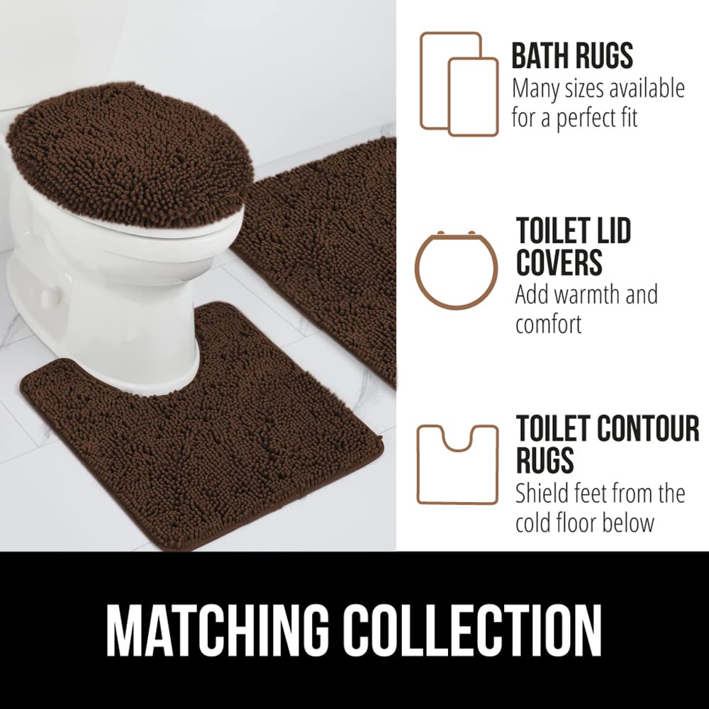 GORILLA GRIP Bath Rug Mat 60x24, Thick Soft Absorbent Chenille, Quick Dry Microfiber Mats, Rubber Backing Washable Shower Floor Rugs, Bathmat Runner, US Designed Bathroom Home Decor Accessories Brown
