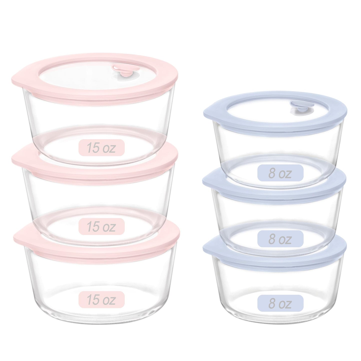 Urban Green Glass Food Container Set with Glass Lid, 6 Pack, Meal Prep Containers with Silicone Framed Airtight Lid, Leakproof, 100% Plastic Free,