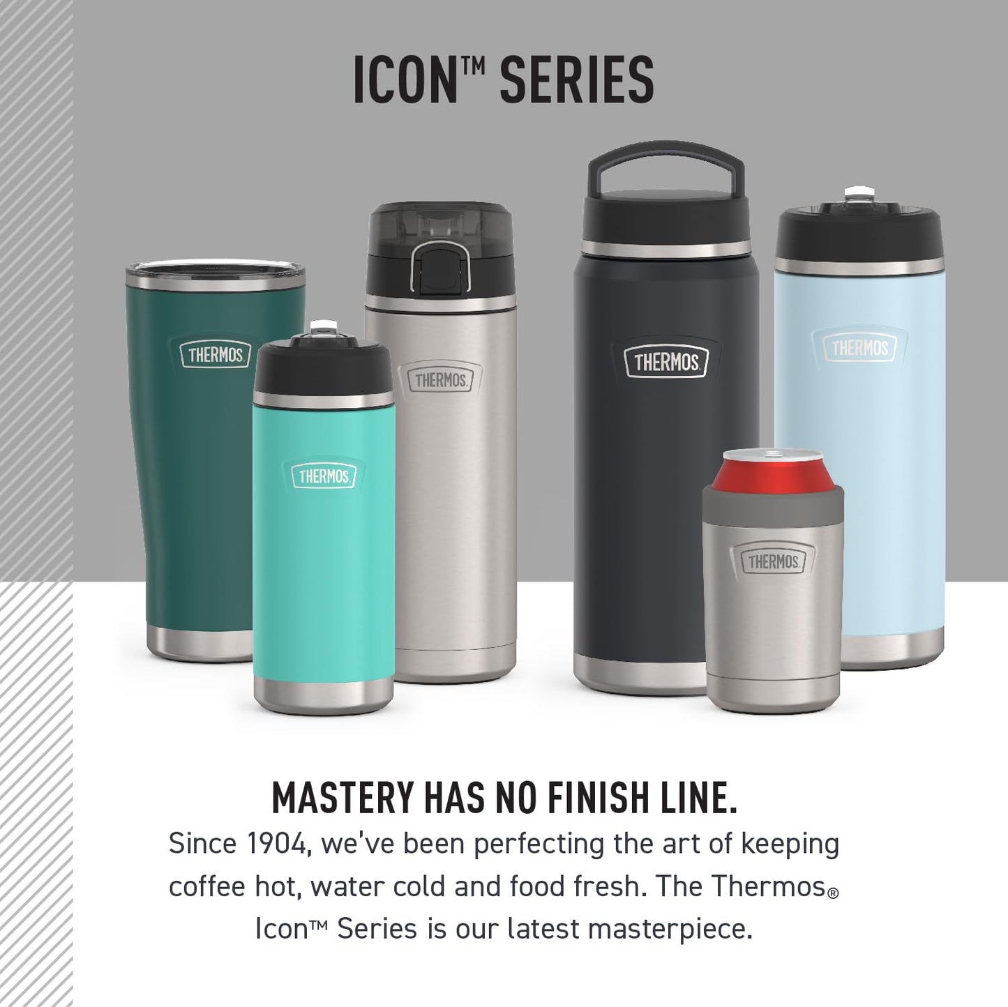 THERMOS ICON SERIES, Stainless Steel Beverage Bottle, Matte Stainless Steel, 40 oz