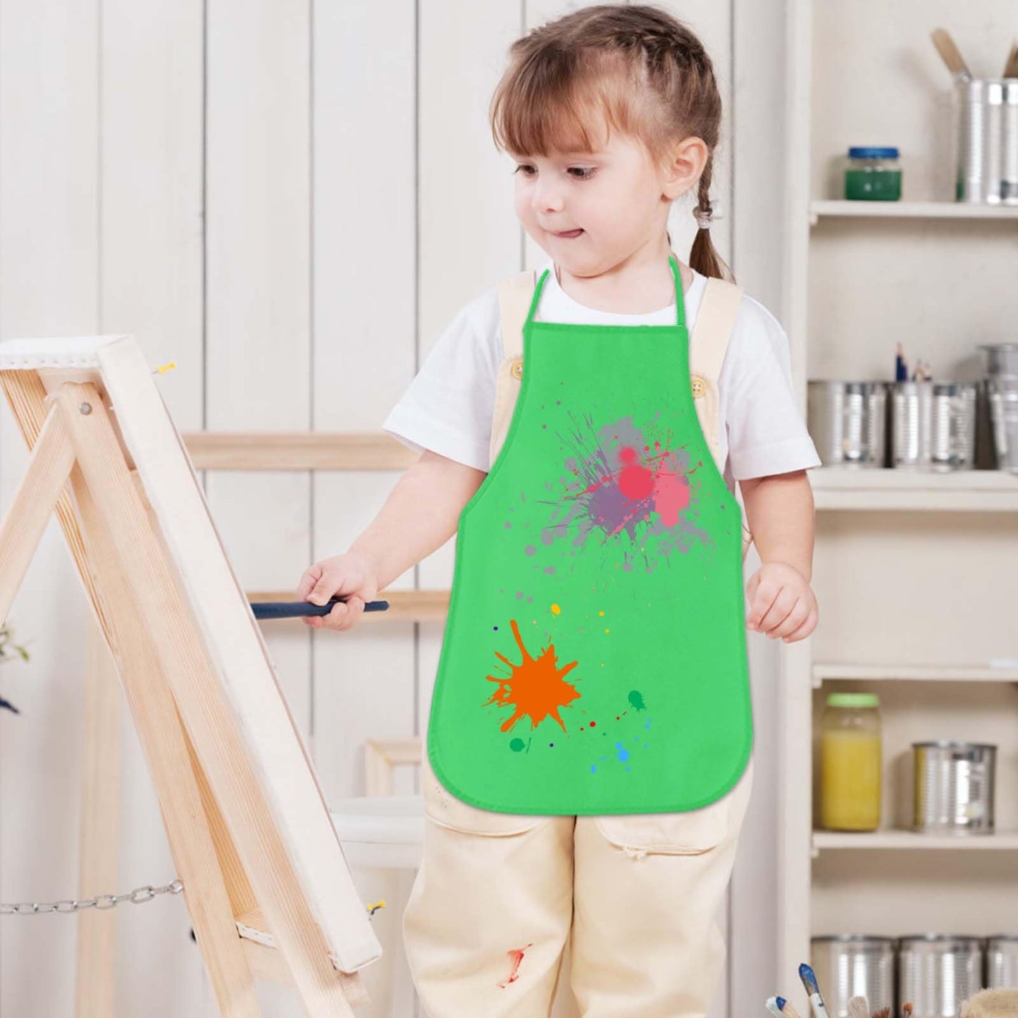 KUUQA Kids Art Aprons Painting Aprons Smocks Bulk for Craft Home Kitchen Classroom, Mixed Colors, 13" *19"