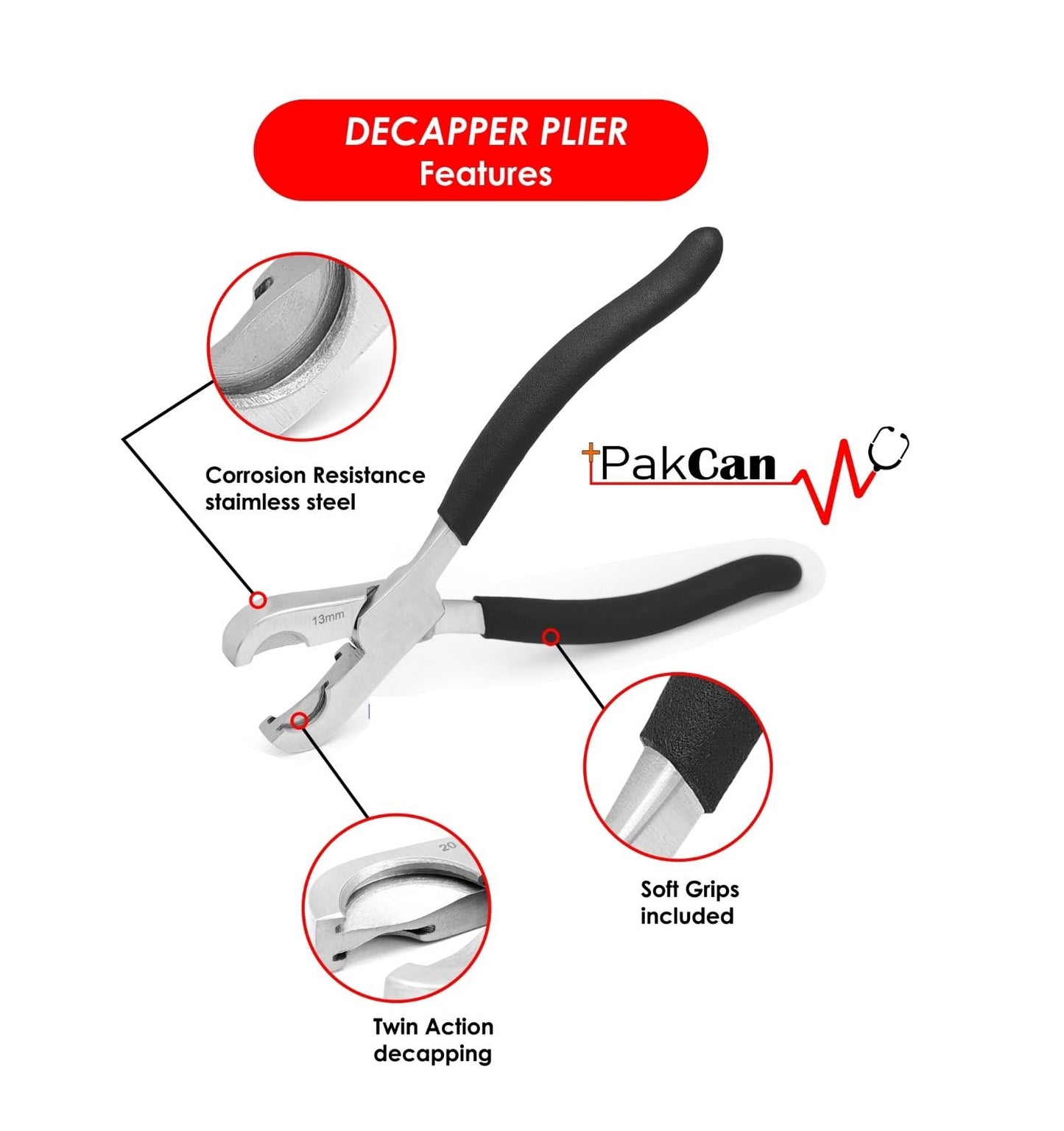 PakCan Dual Action Vial Decapper for 11 mm and 20 mm Crimped Vials and Bottles