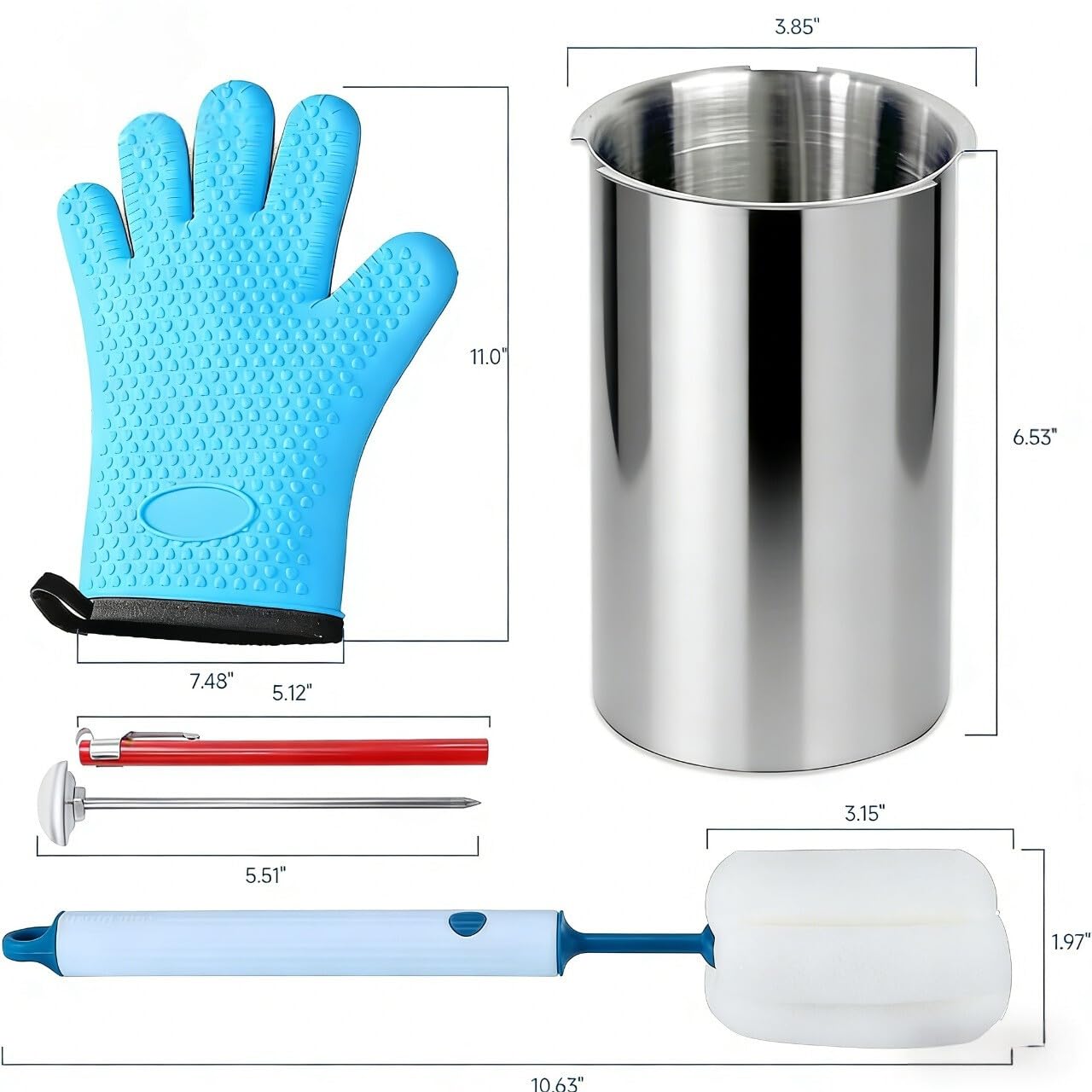 2-Pack Deli Meat Press Kit with Single Microwave Oven Glove & Built-in Thermometers - Professional Ham and Lunch Maker Set (silver gray)