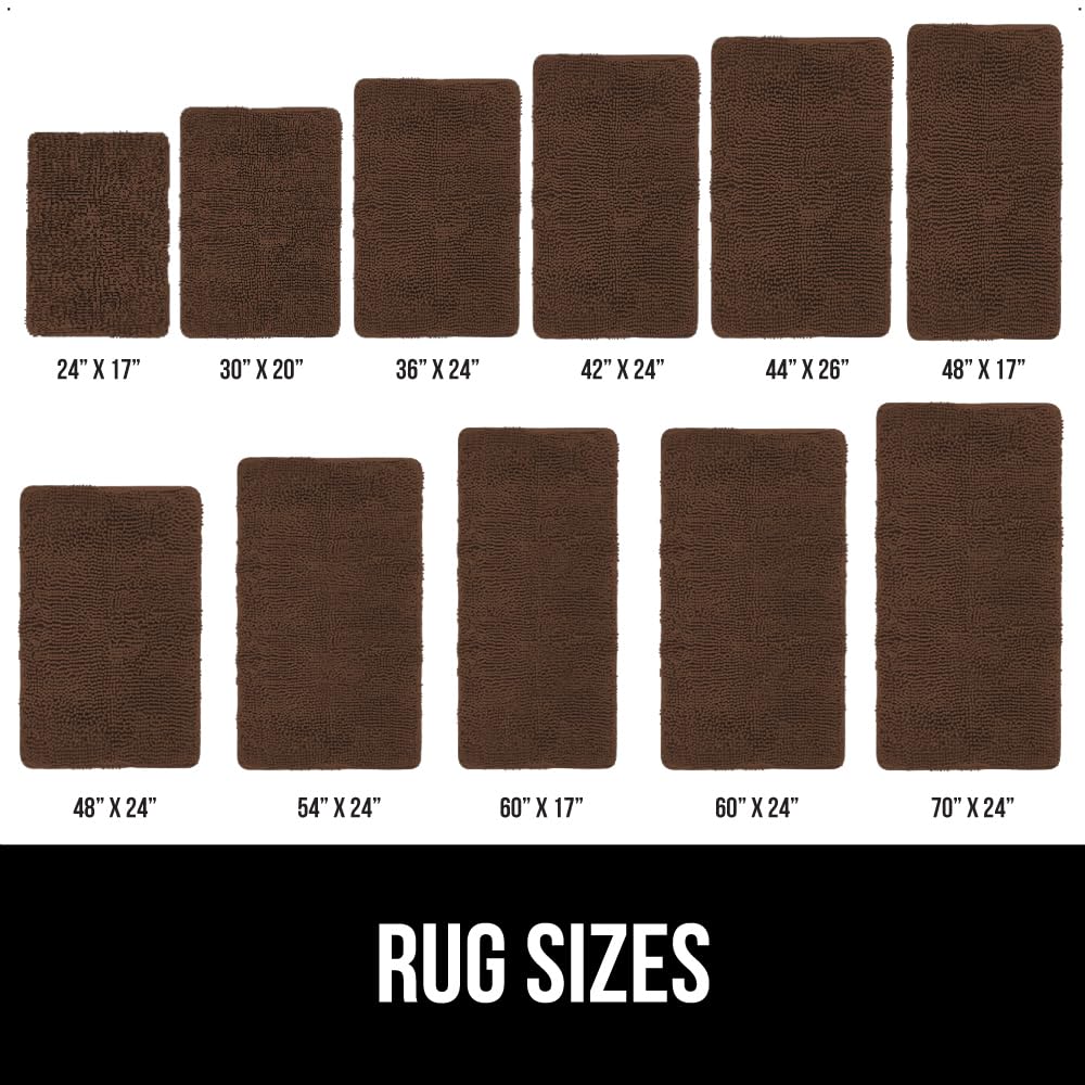 GORILLA GRIP Bath Rug Mat 60x24, Thick Soft Absorbent Chenille, Quick Dry Microfiber Mats, Rubber Backing Washable Shower Floor Rugs, Bathmat Runner, US Designed Bathroom Home Decor Accessories Brown
