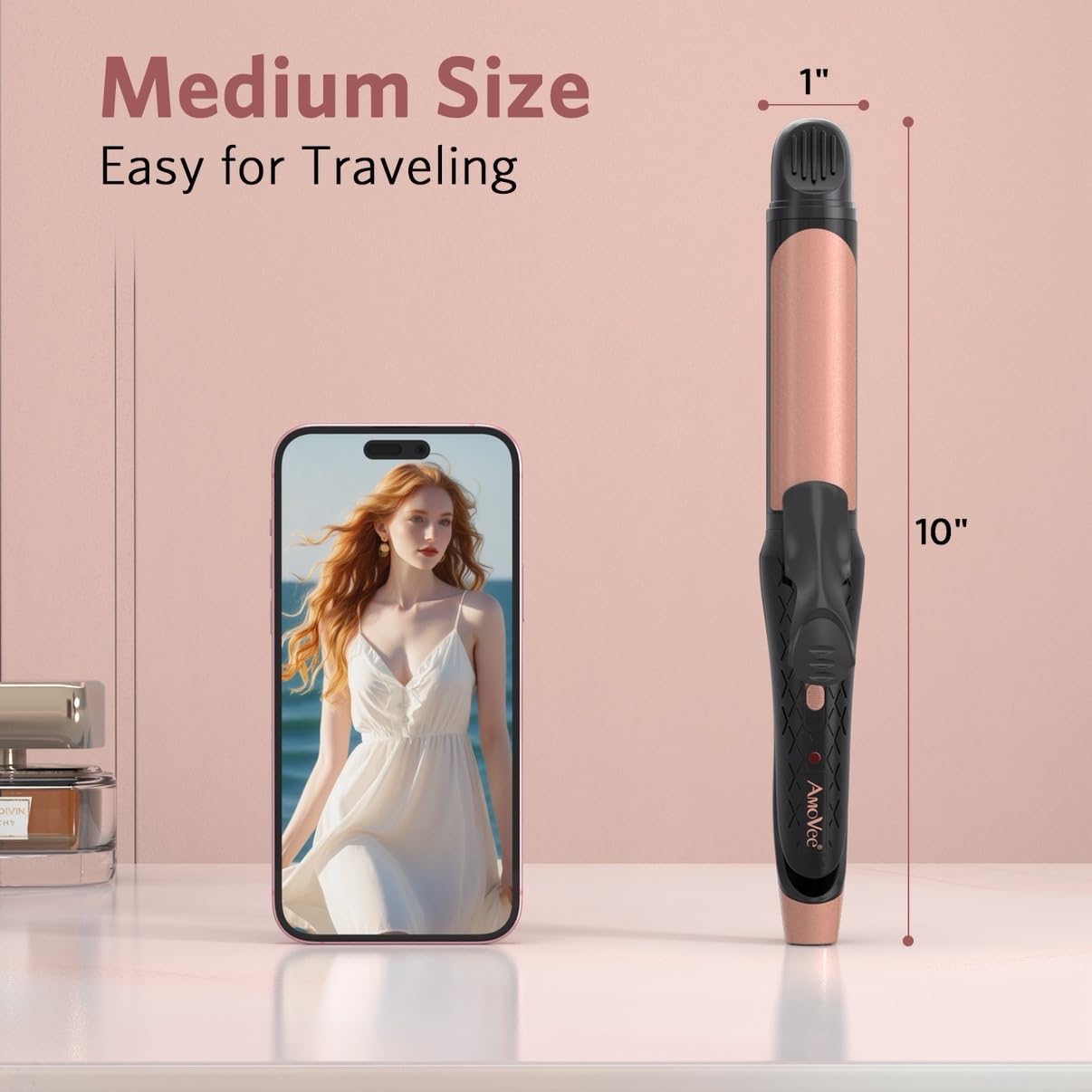 Dual Voltage Curling Iron, 2-in-1 Travel Curling Iron, 1 inch Dual Voltage Flat Iron, European Travel for Women (Black)