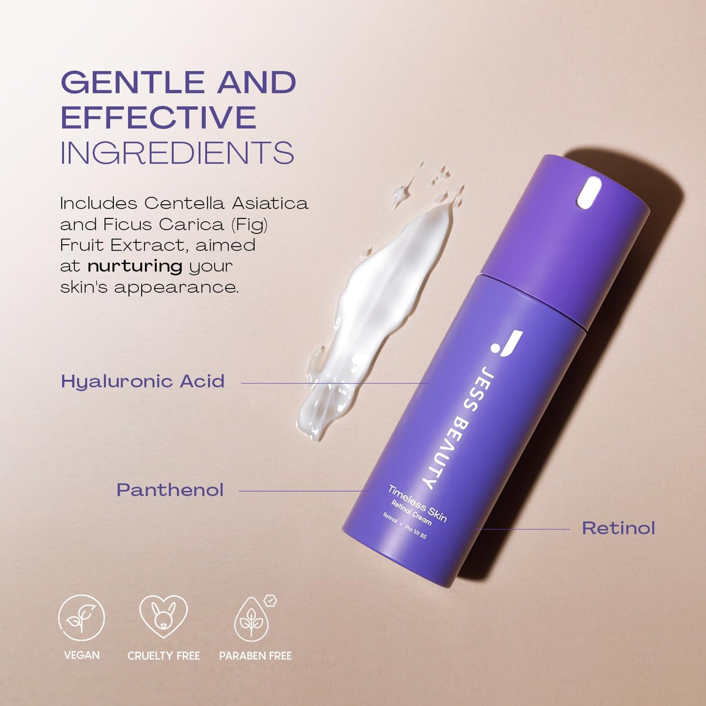 JESS BEAUTY | Skin Care Retinol Cream Centella Asiatica & Hyaluronic Acid Retinol Night Face Moisturizer Face Cream 1 fl. oz