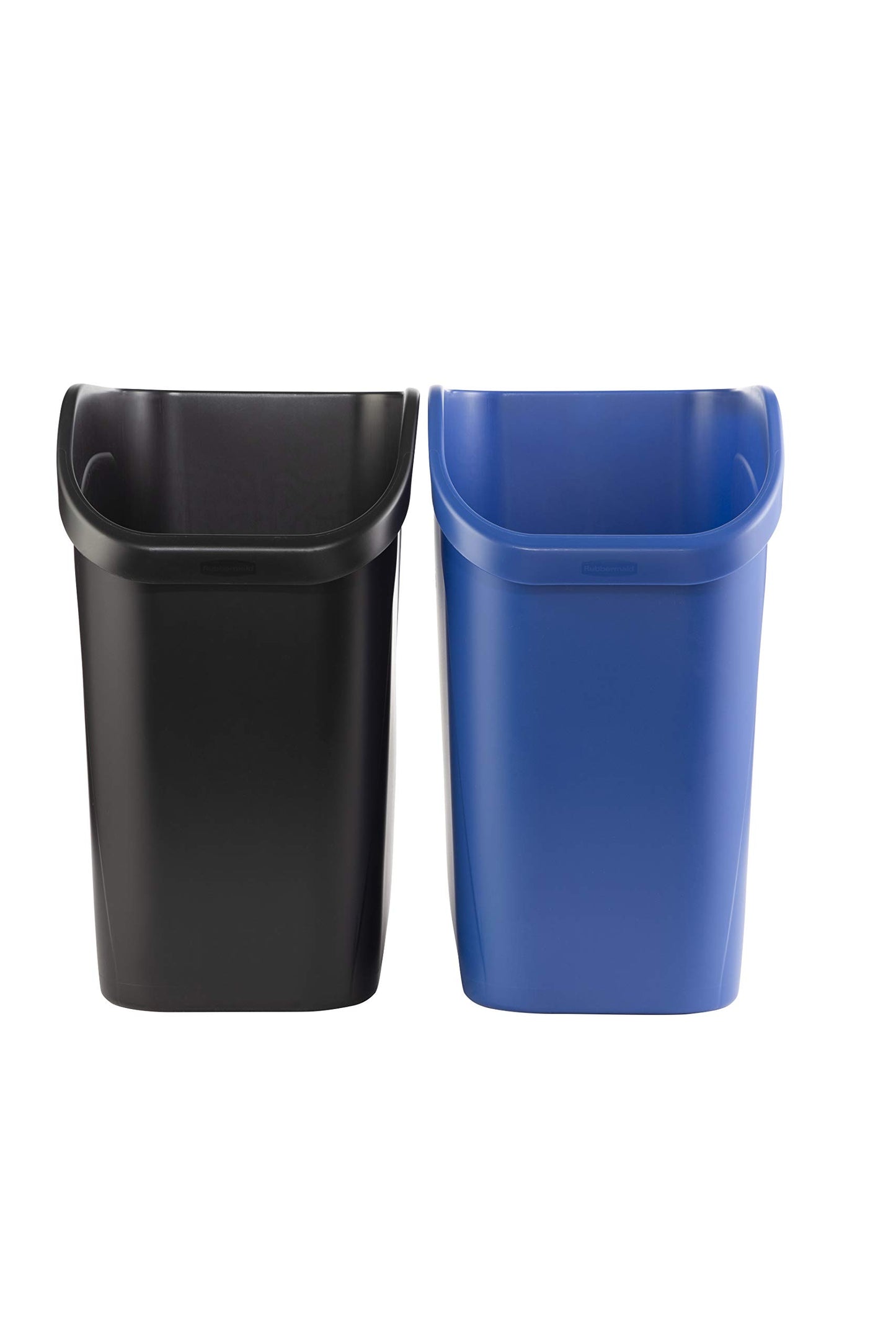 Rubbermaid Undercounter Small Trash Can, 2 Pack Blue and Black for Recycling/Waste, 9.4-Gallon, Fits under Sink/Desk/Cabinet for use in Kitchen/Bathroom/Office