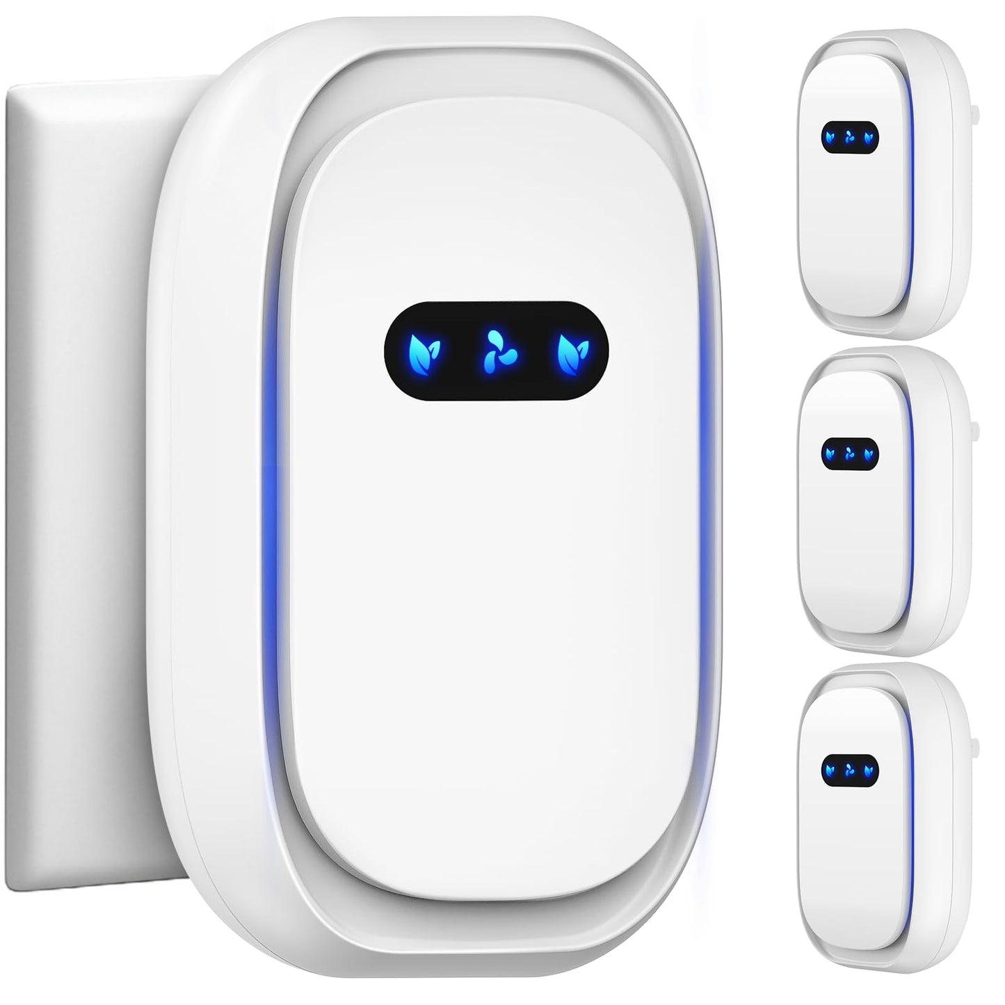Air Purifiers (4 Pack), Air Ionizers for Home, Bedroom & Travel, Plug In Negative Ion Air Purifier, Dust, Dander, Smoke & Odor removal, Quiet Mini Portable Air Freshener, Low Energy, White