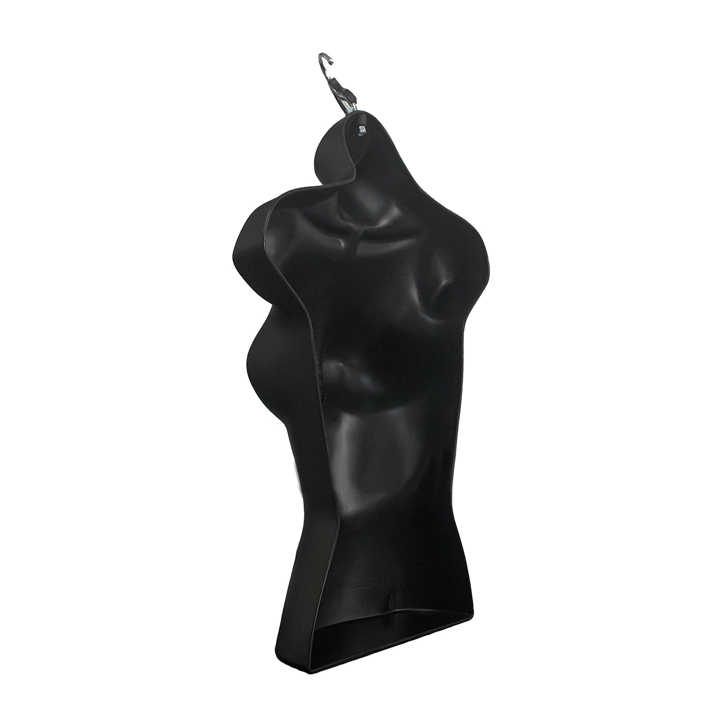 DisplayTown Male and Female Mannequin Torso with Metal Stand Hollow Back Body Stackable Dress Form for Tshirt Display, Countertop, Craft Shows, S-M Size (Black, Set of 1)