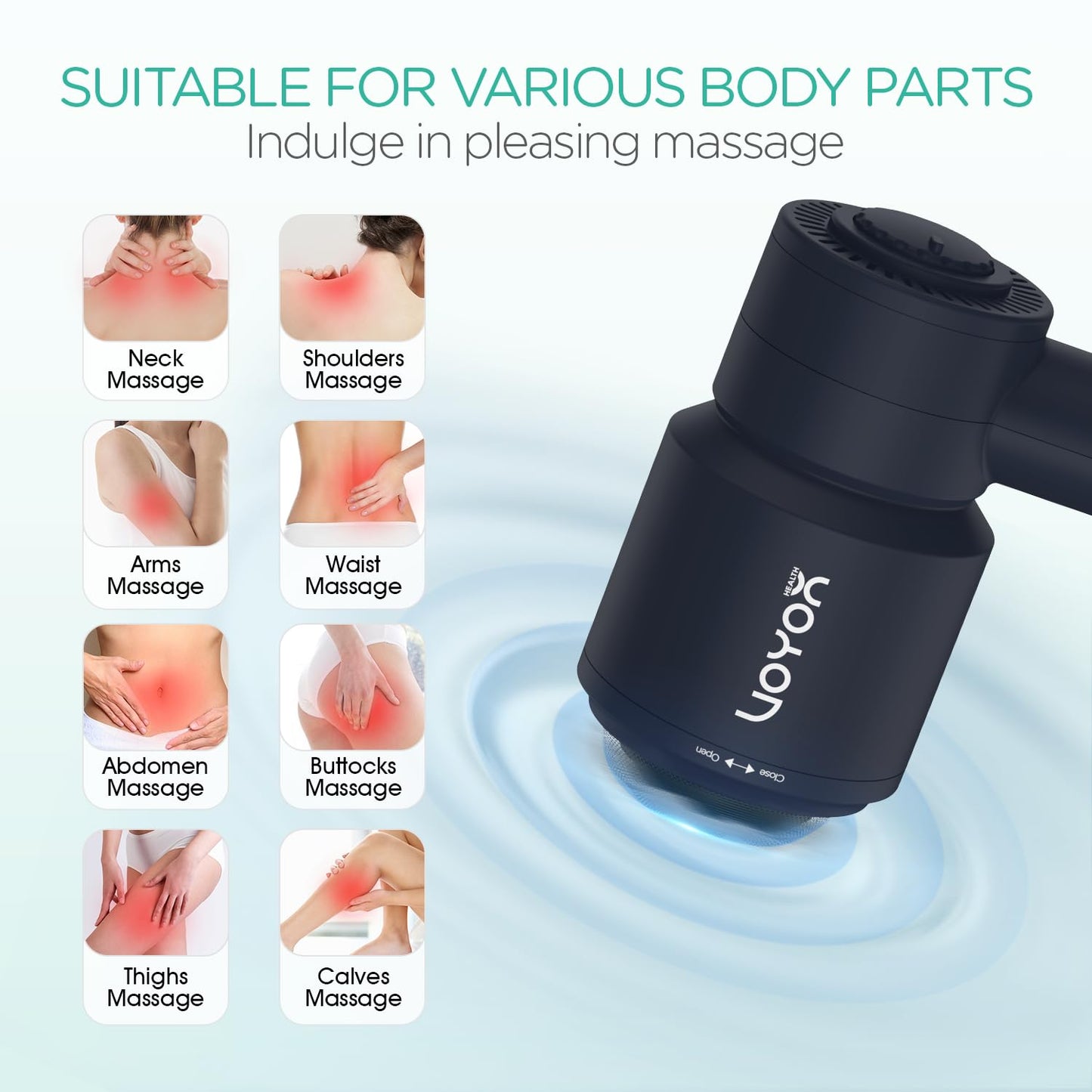 VOYOR-HEALTH Handheld Cellulite Massager, Electric Cellulite Remover Body Sculpting Massager with 5 Replaceable Heads for Arm,Thigh,Calves, Cordless & Rechargeable Deep Tissue Massager CM410, Blue