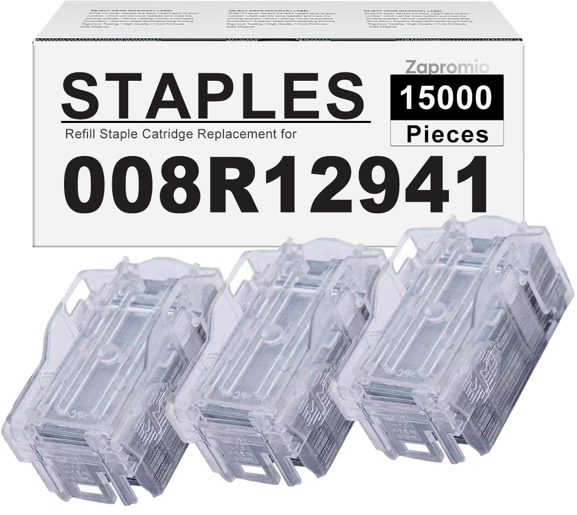 3-Pack Compatible with Xerox 008R12941, 8R12941 Stacker Staples Cartridges Refills for Phaser 7760 WorkCentre 7500 7800 Series Printer Stapler EH-C591XA (3 Cartridges X 5,000 Staples Each)